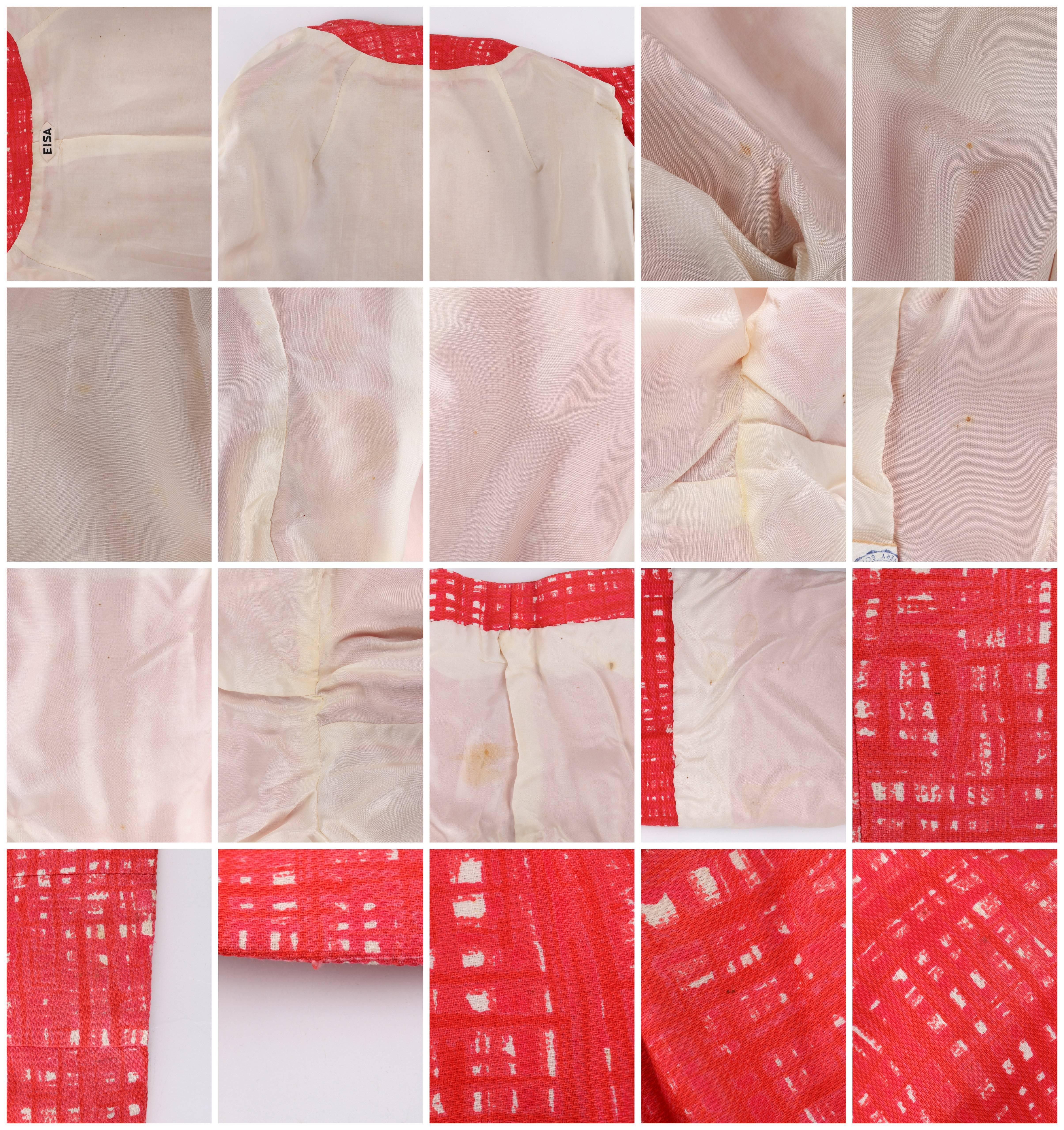 EISA c.1960's CRISTOBAL BALENCIAGA Pink Painterly Check Cotton Blazer & Belt 2