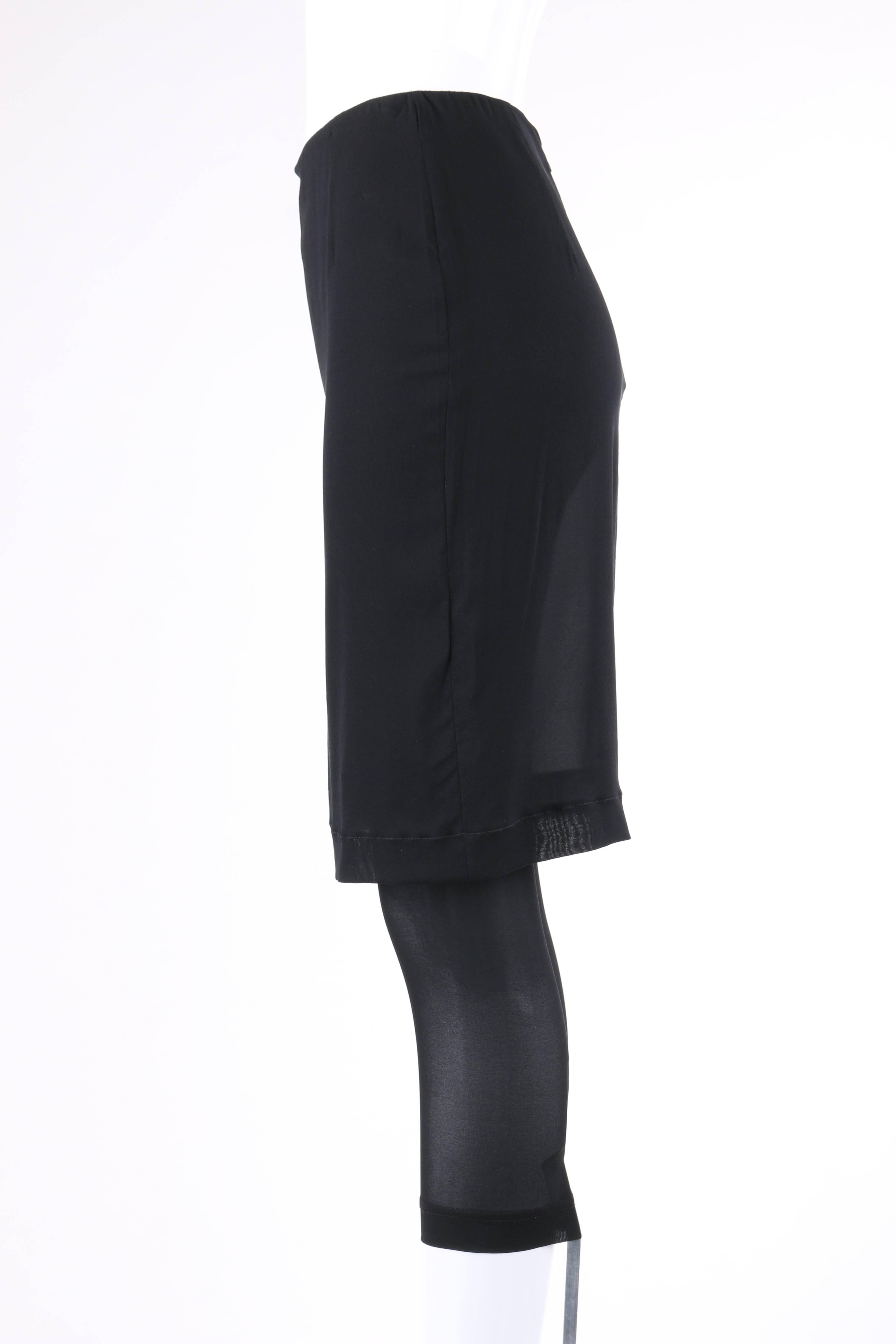 Women's DOLCE & GABBANA c.1990's 2-in-1 Sheer Black Silk Blend Pencil Skirt w/ Leggings