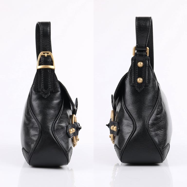 GUCCI A/W 2003 TOM FORD Black Genuine Leather Horsebit