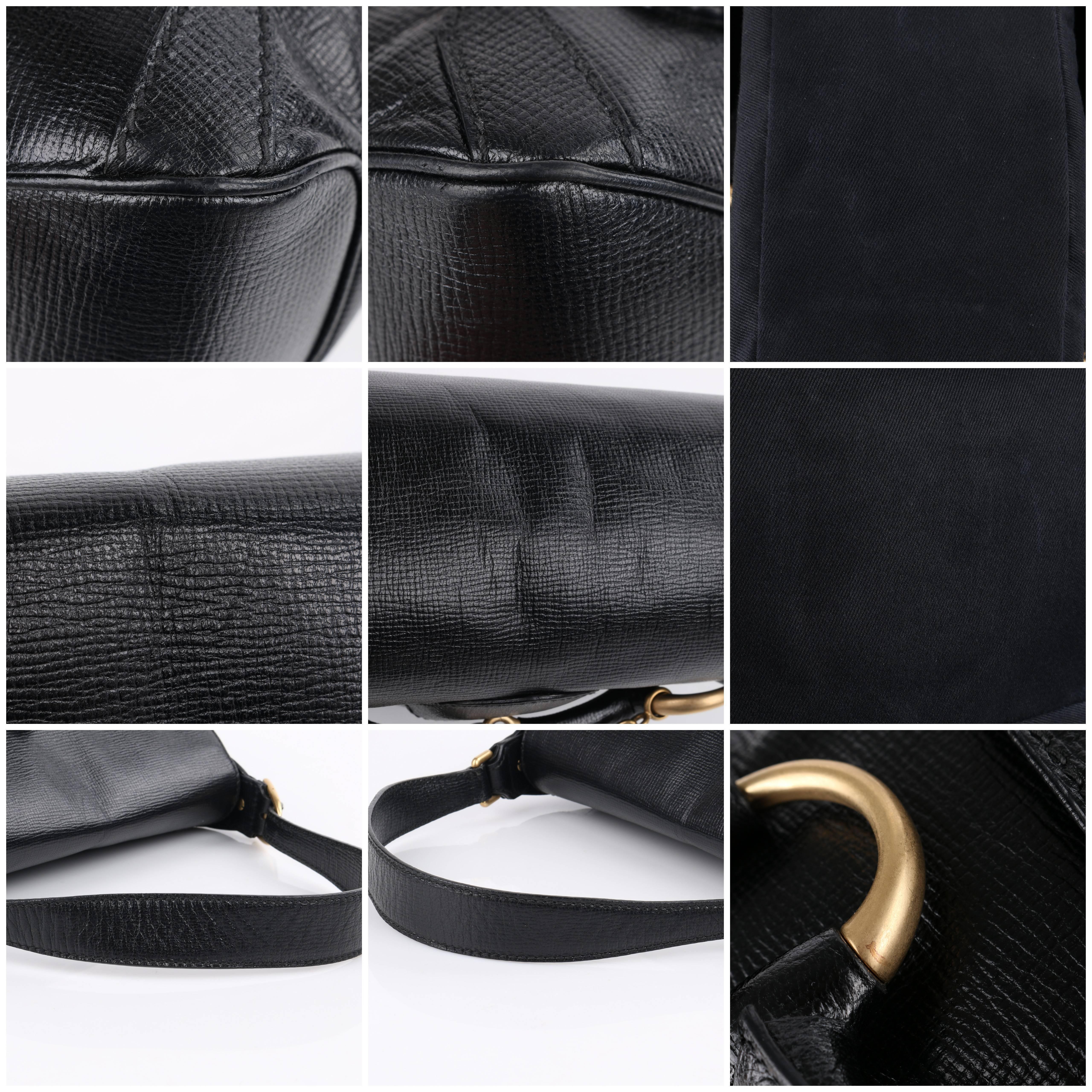 GUCCI A/W 2003 TOM FORD Black Genuine Leather Horsebit Shoulder Bag Purse 2