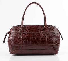 BRUNELLO CUCINELLI Brown Genuine Crocodile Satchel Handbag Purse