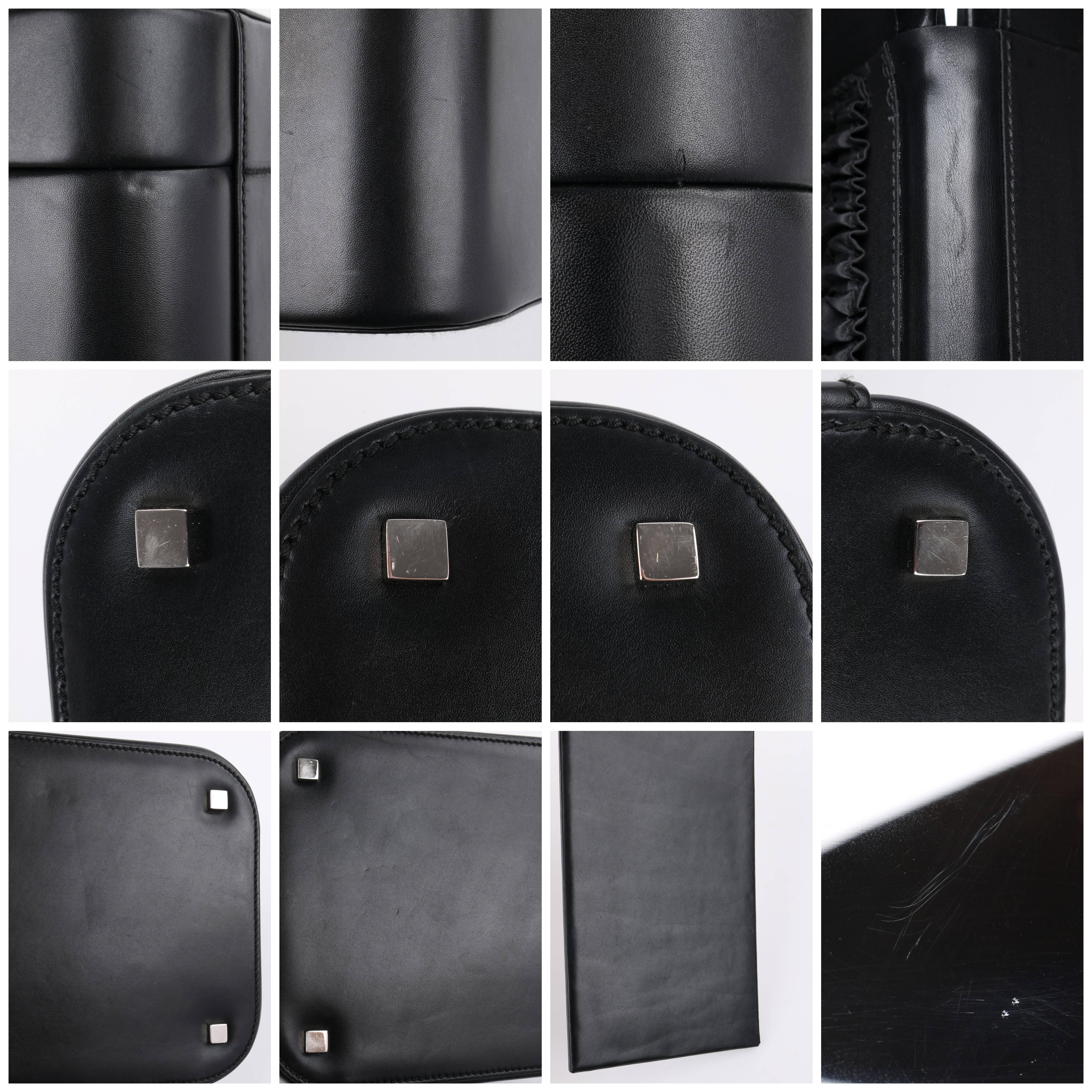 GUCCI Black Genuine Leather Structured Train Case Cosmetic Travel Bag Box Purse 3