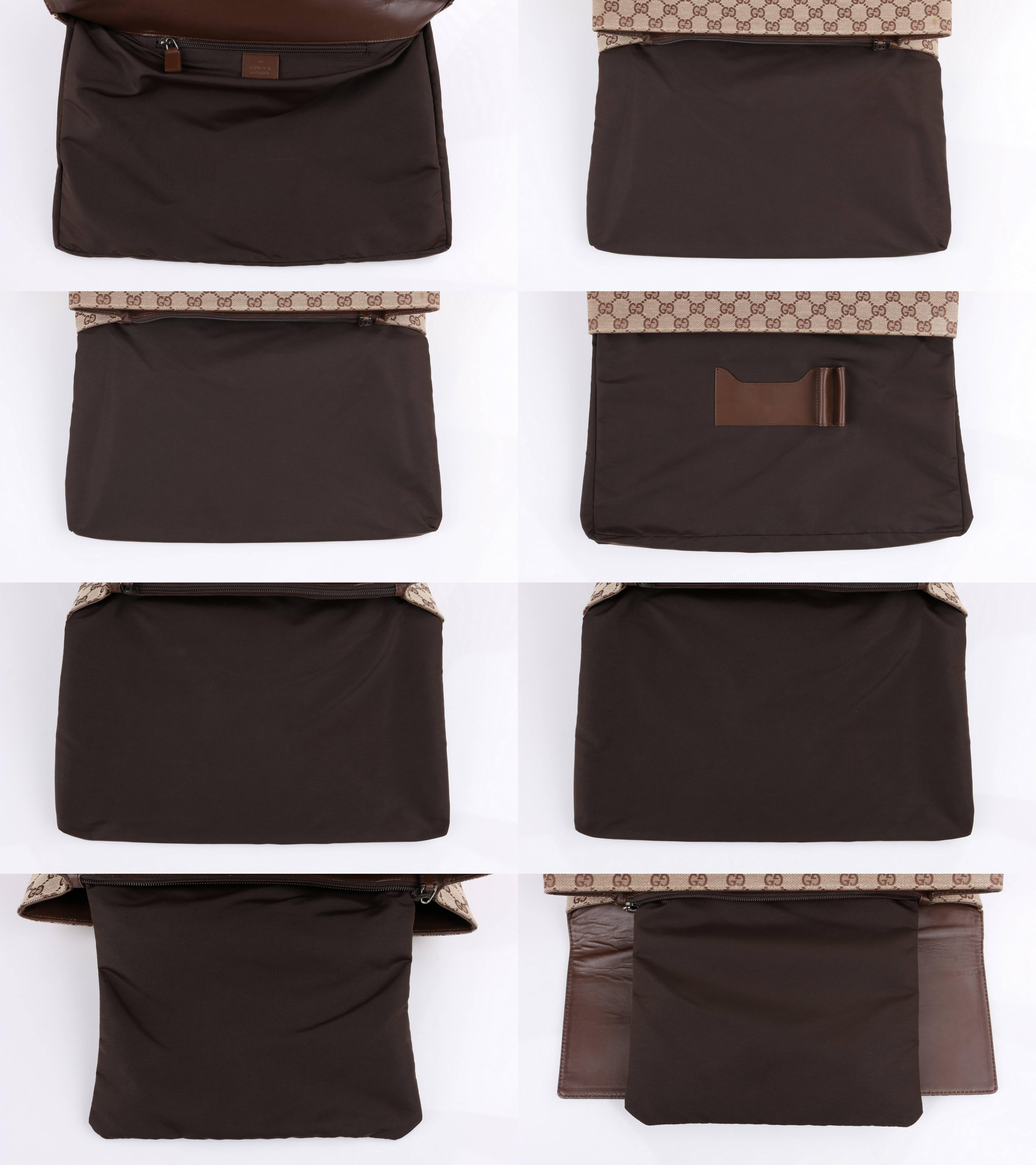 GUCCI Brown Guccissima GG Canvas Genuine Leather Detail Attache Briefcase RARE 2