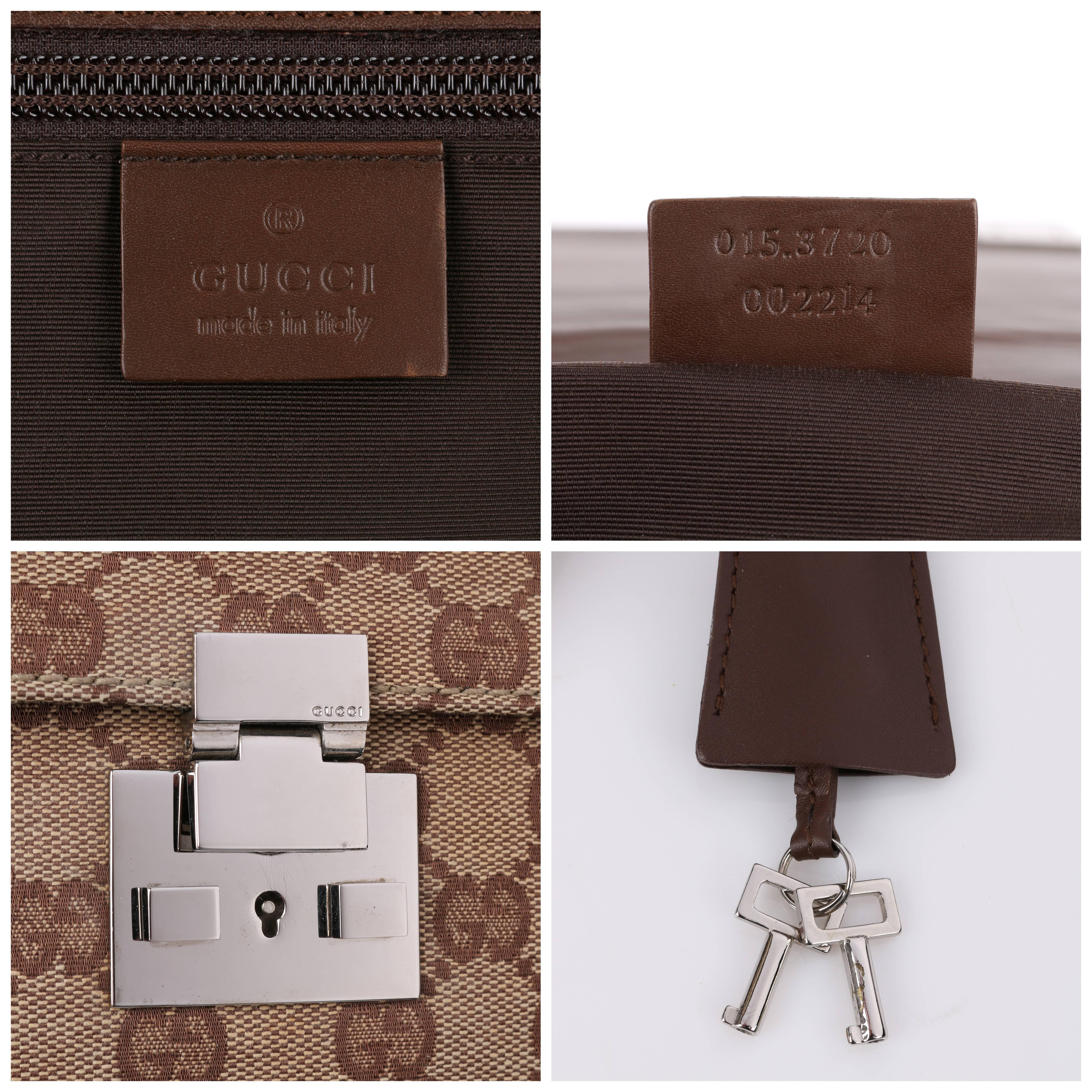 GUCCI Brown Guccissima GG Canvas Genuine Leather Detail Attache Briefcase RARE 5