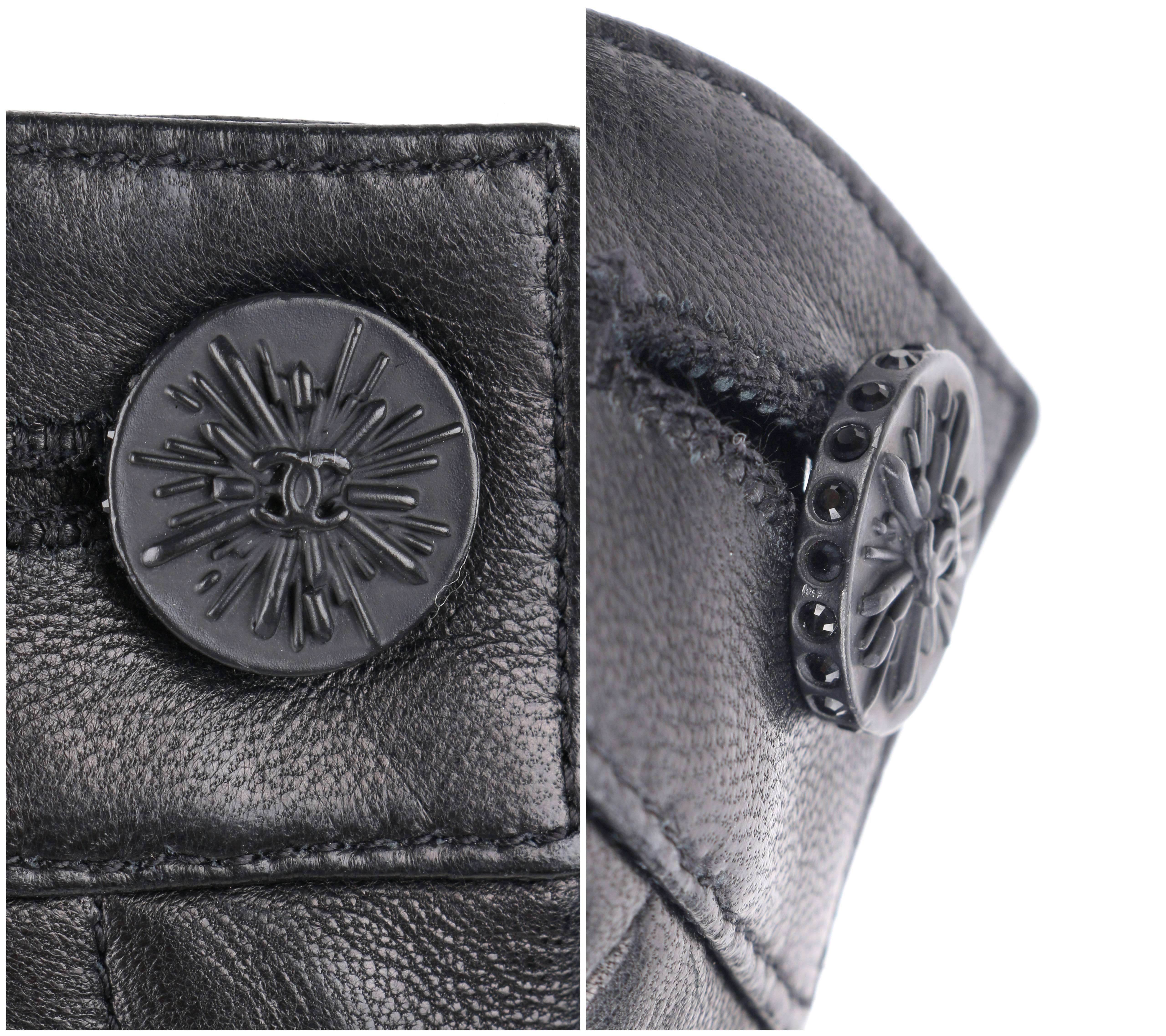 CHANEL A/W 2004 Black Genuine Lambskin Leather Straight Cut Pants 1