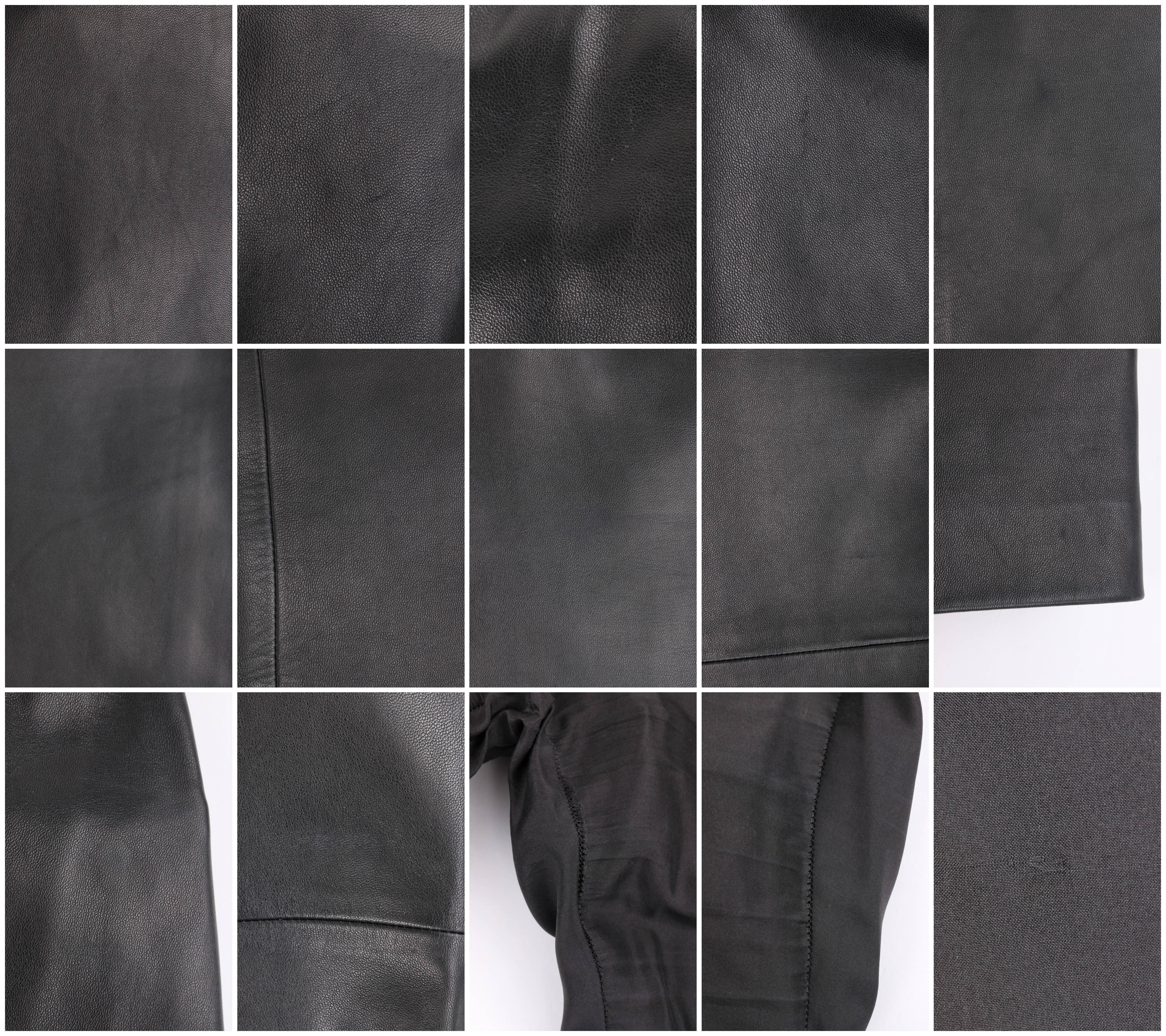 CHANEL A/W 2004 Black Genuine Lambskin Leather Straight Cut Pants 5