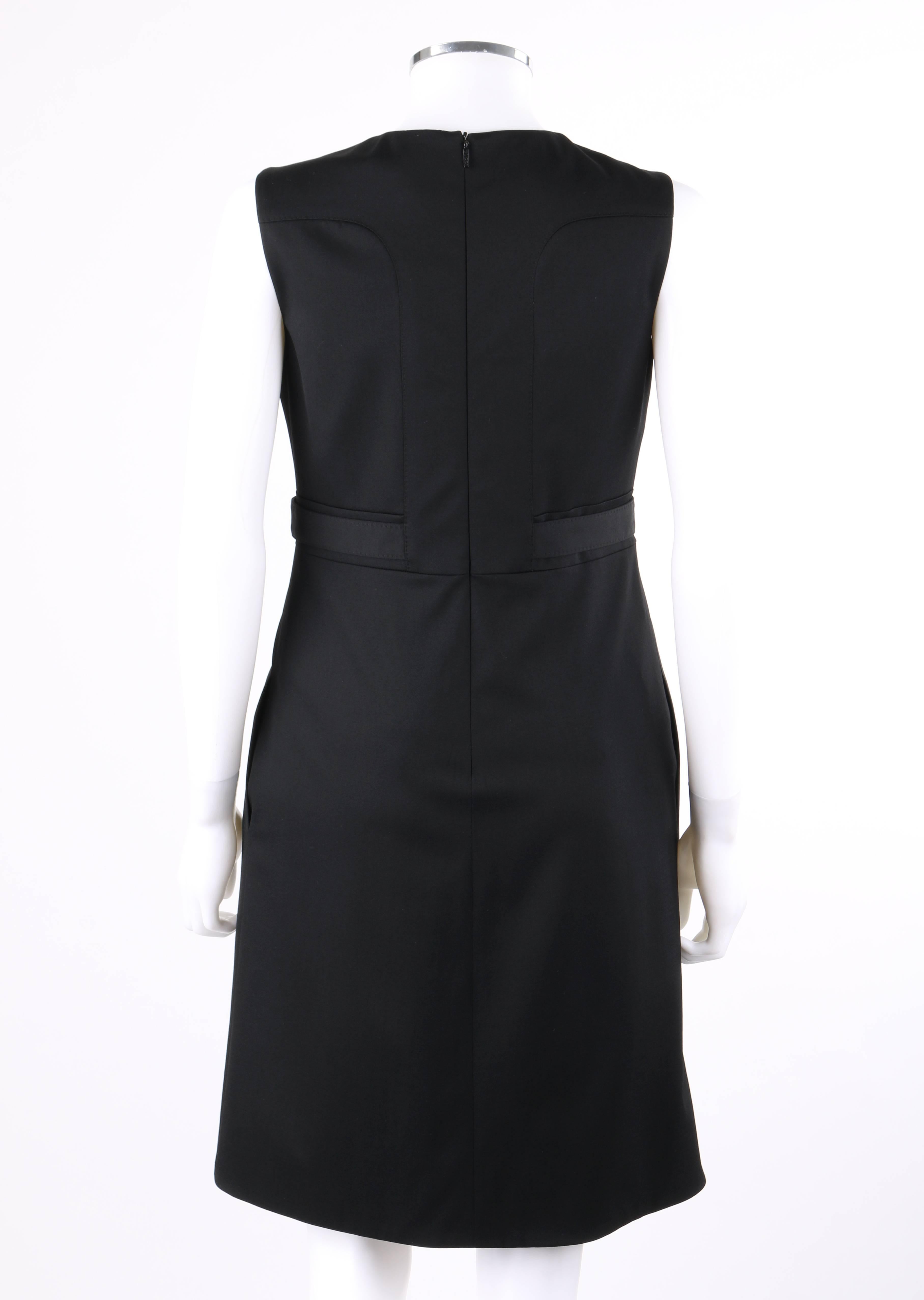 GUCCI A/W 2007 Black Wool Cotton Sleeveless Velvet Detail Cocktail Dress NWT In New Condition In Thiensville, WI