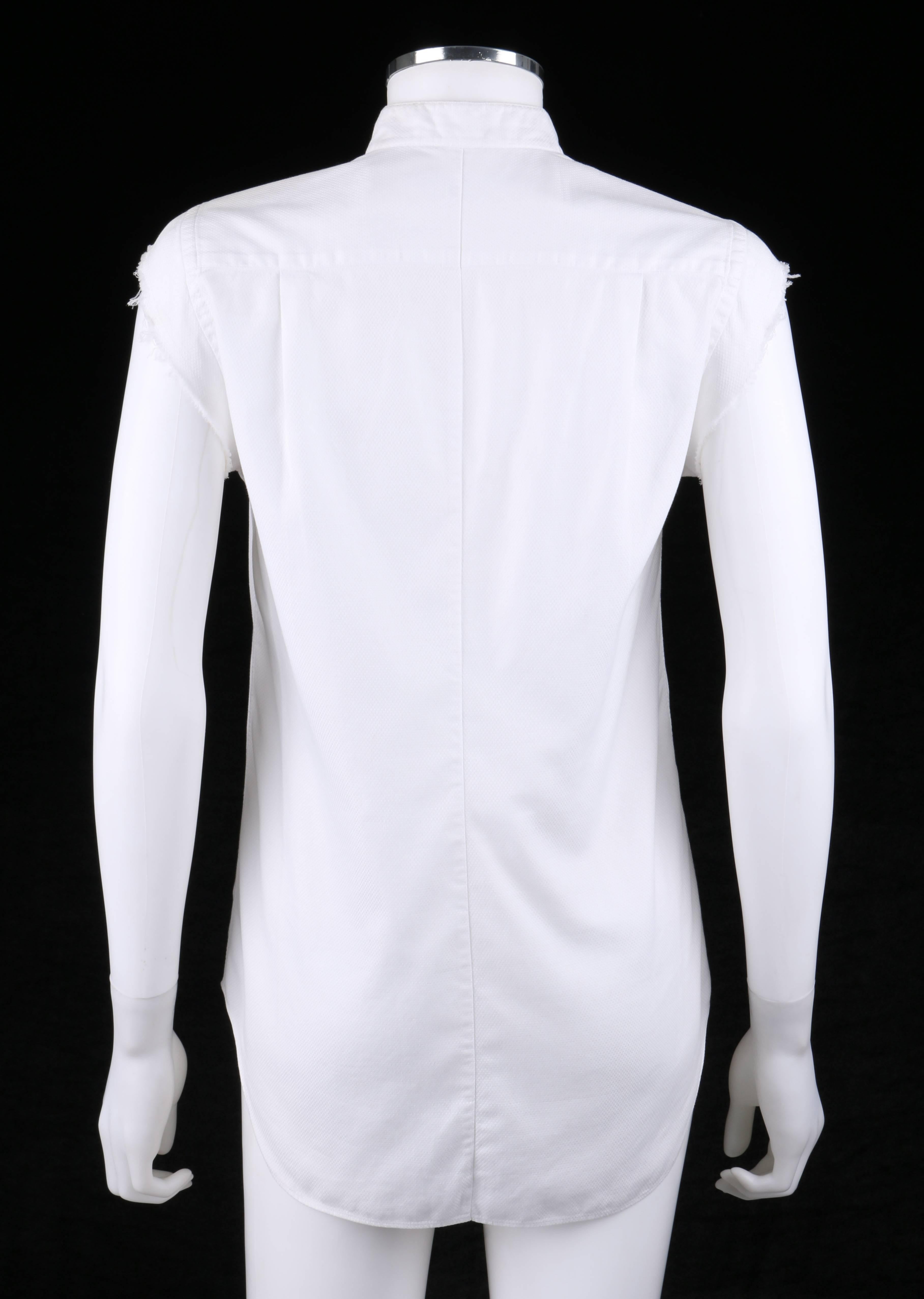 Gray JUNYA WANTANABE for COMME DES GARCONS White Pique Raw Edge Tuxedo Shirt