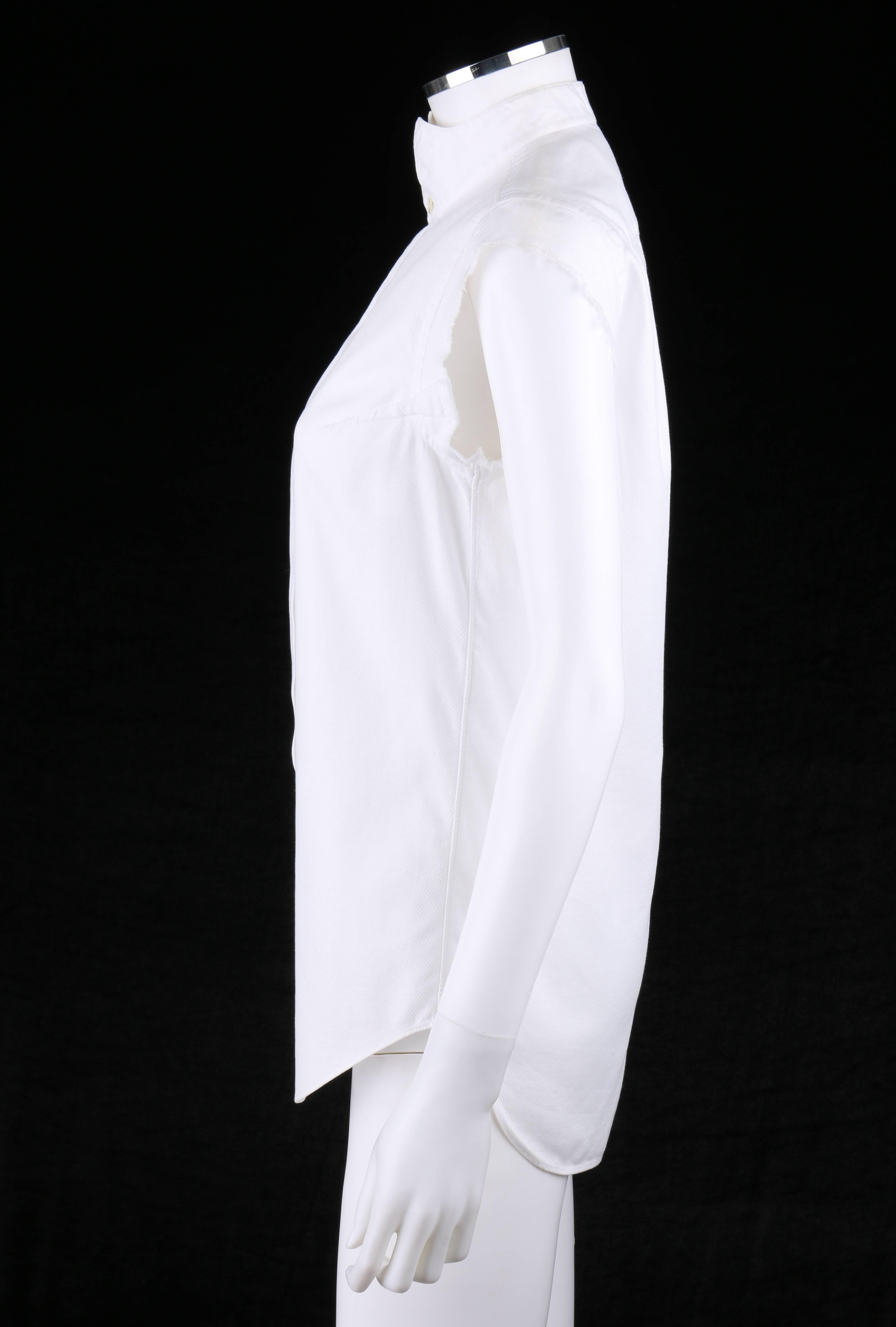 JUNYA WANTANABE for COMME DES GARCONS White Pique Raw Edge Tuxedo Shirt In Excellent Condition In Thiensville, WI