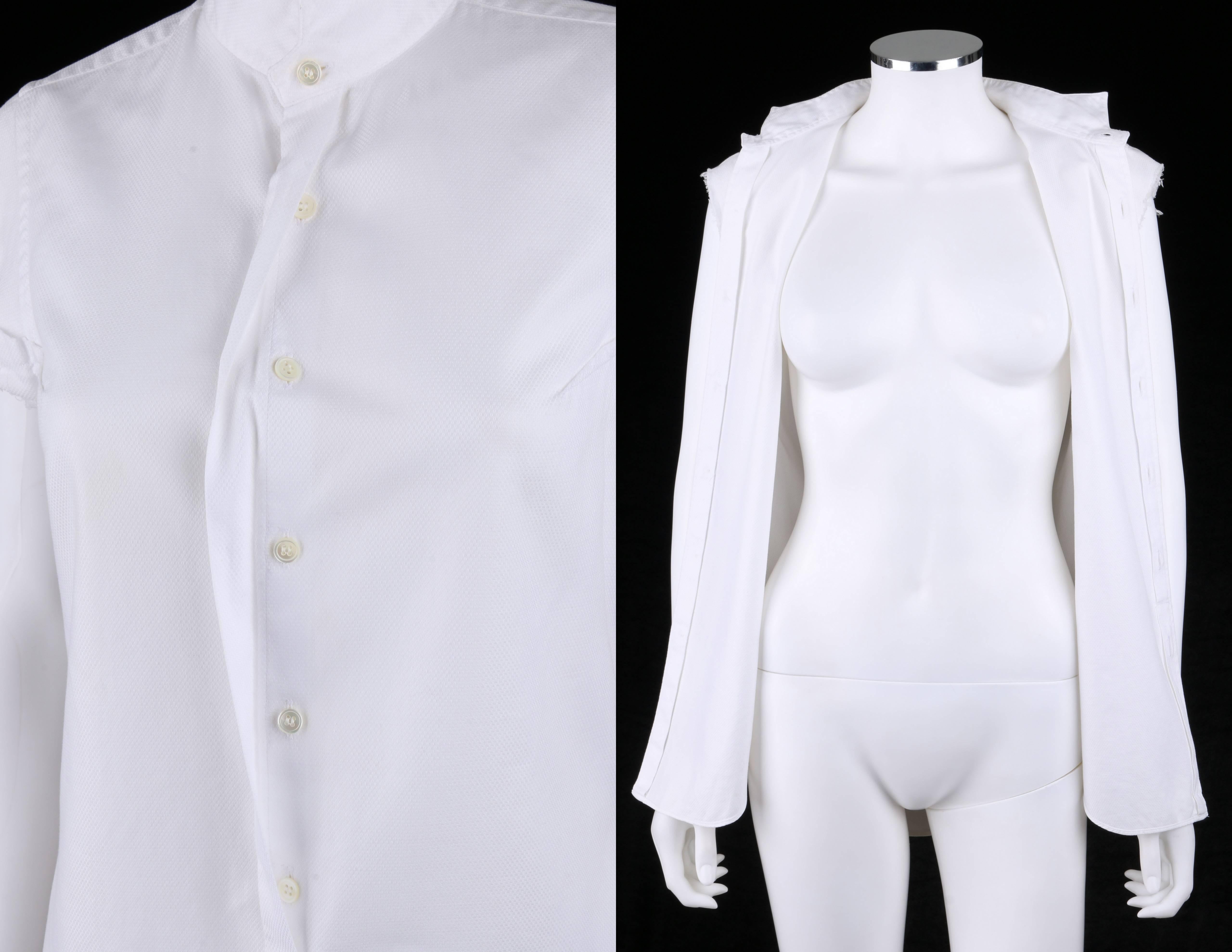 Women's JUNYA WANTANABE for COMME DES GARCONS White Pique Raw Edge Tuxedo Shirt