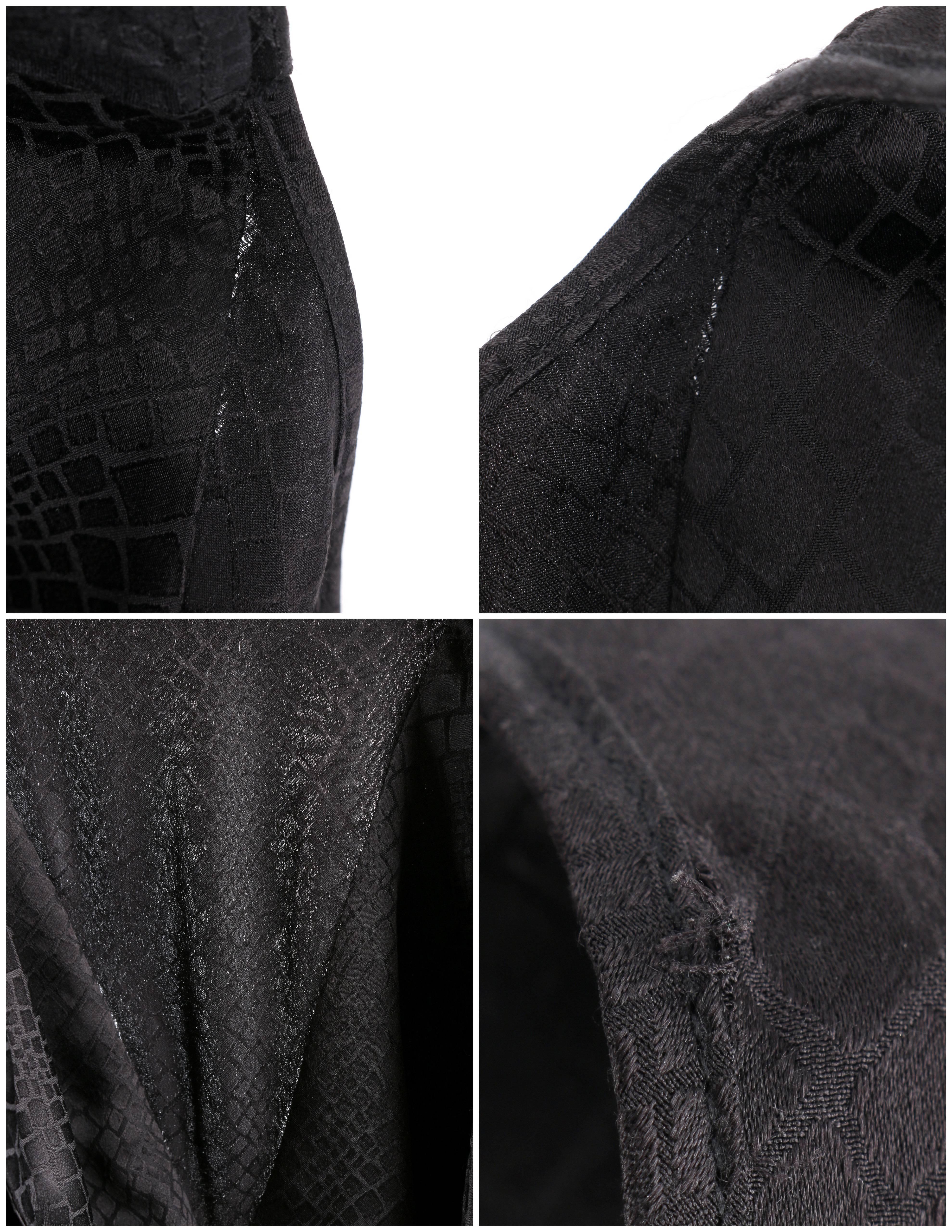 BALENCIAGA Silk A/W 2009 Black Crocodile Pattern Silk Side Draped Cocktail Dress 2