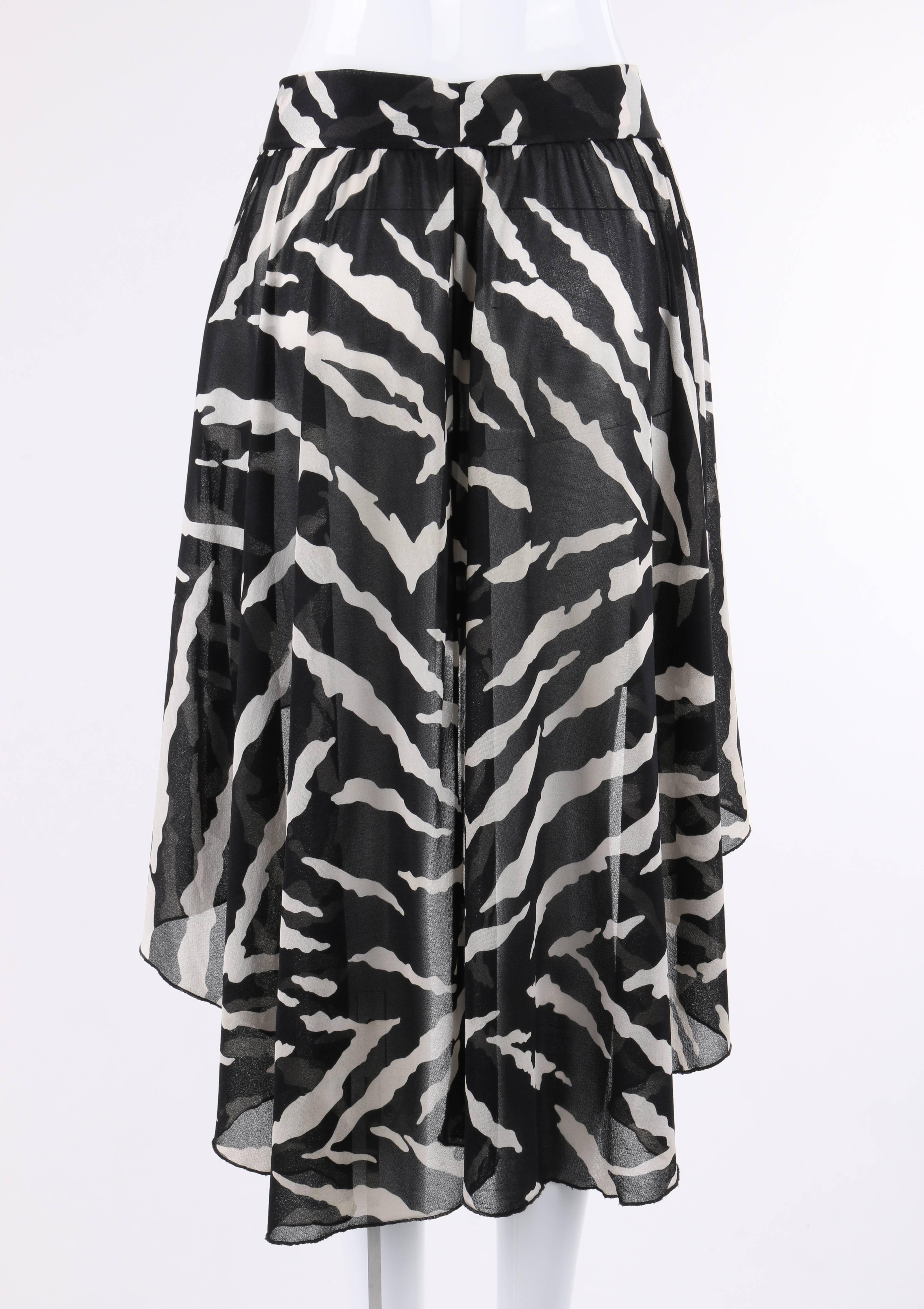 Black OSCAR DE LA RENTA Swimwear c.1980's Zebra Print Beach Wrap Cover Up For Sale