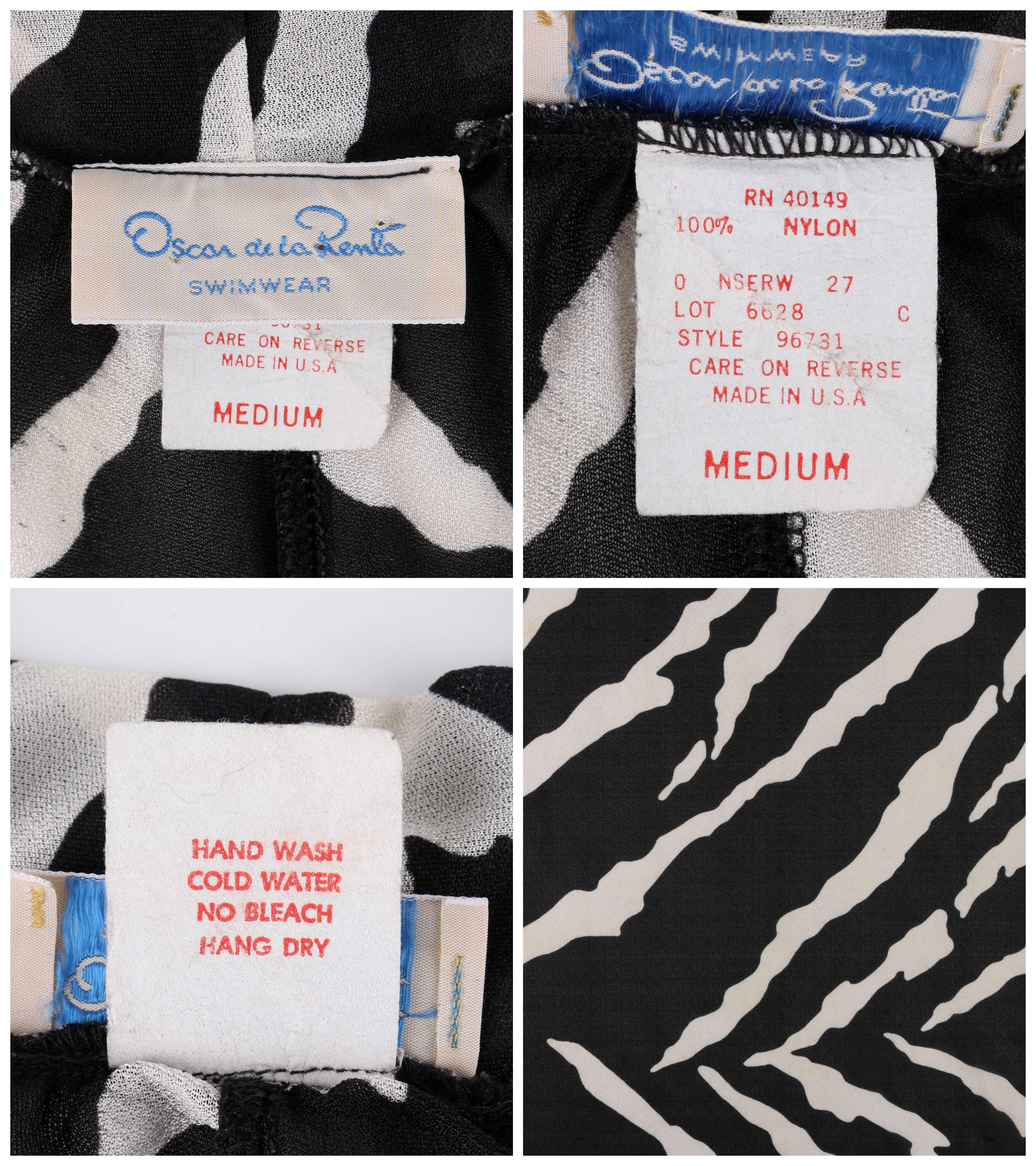 OSCAR DE LA RENTA Swimwear c.1980's Zebra Print Beach Wrap Cover Up For Sale 1