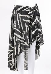 OSCAR DE LA RENTA Swimwear c.1980's Zebra Print Beach Wrap Cover Up