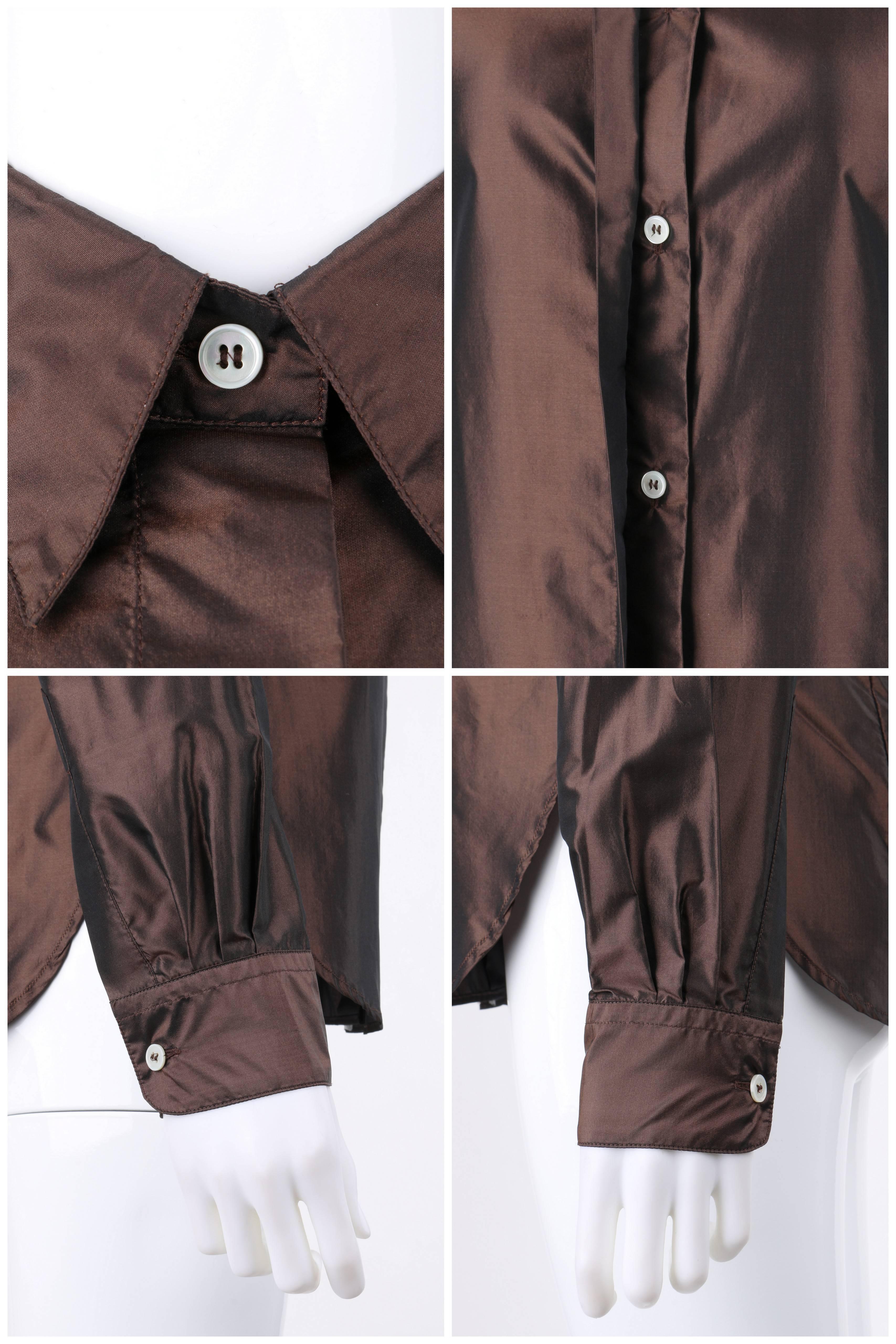 Chemise boutonnée en soie irisée marron « La Poupee » ALEXANDER McQUEEN S/S 1997 en vente 2