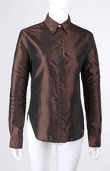 ALEXANDER McQUEEN S/S 1997 "La Poupee" Brown Iridescent Silk Button Down Shirt