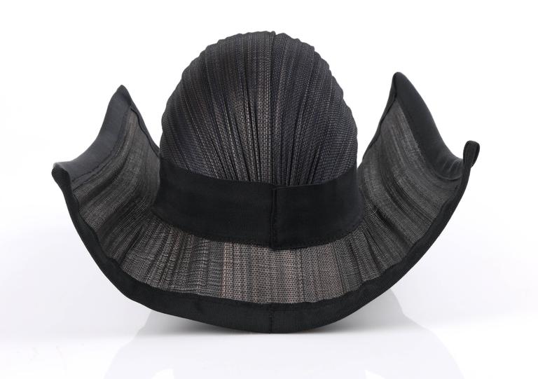 KATE BISHOP Petaluma CA Pleasted Semi Sheer Black Wide Brim Hat OS Craft Show Artist Kate Bishop Makes Elegantly Eccentric Hats main image 3