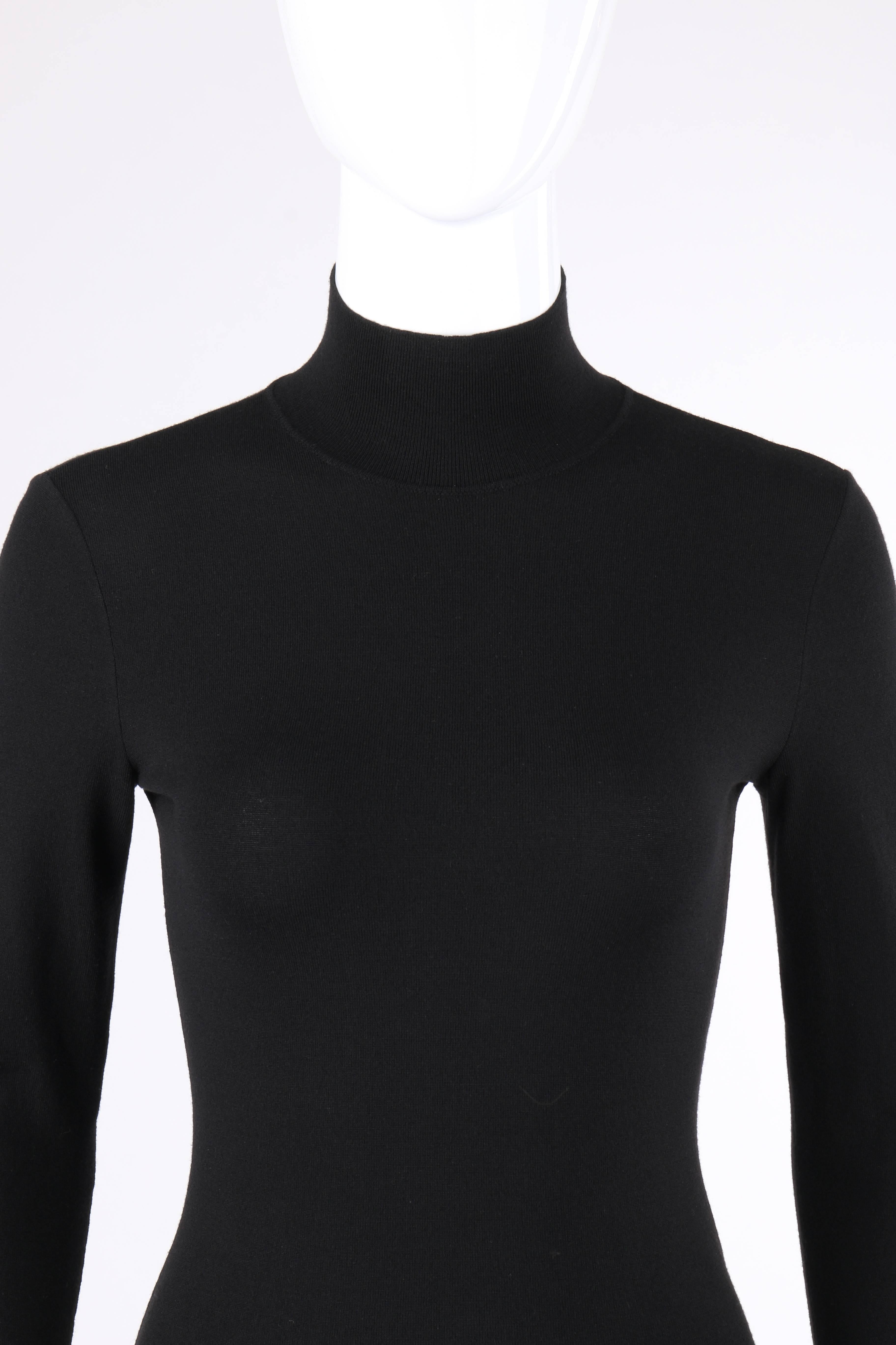 ALAIA Paris Black Wool Blend Knit Long Sleeve Mock Neck Bodysuit 36 1