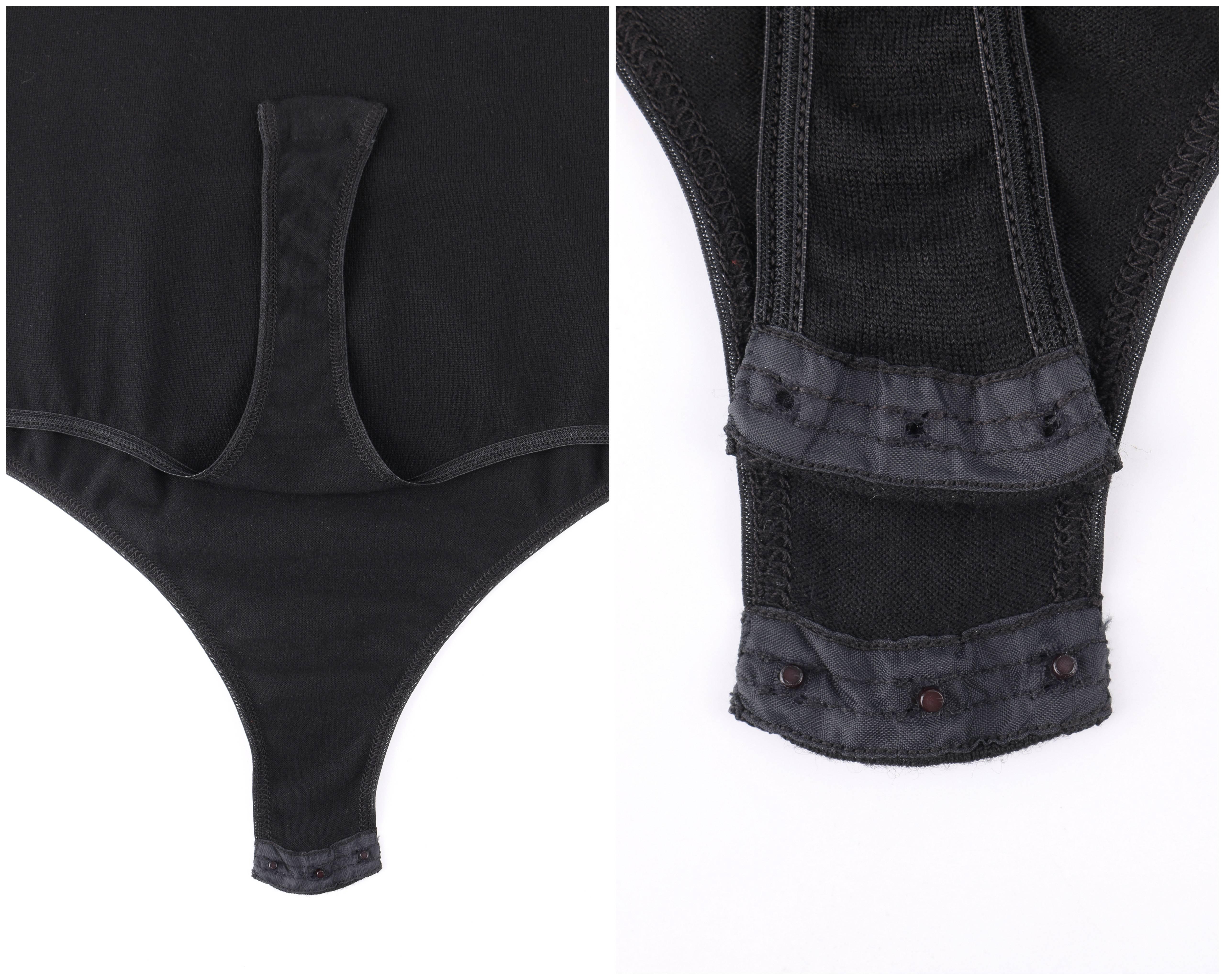 ALAIA Paris Black Wool Blend Knit Long Sleeve Mock Neck Bodysuit 36 2
