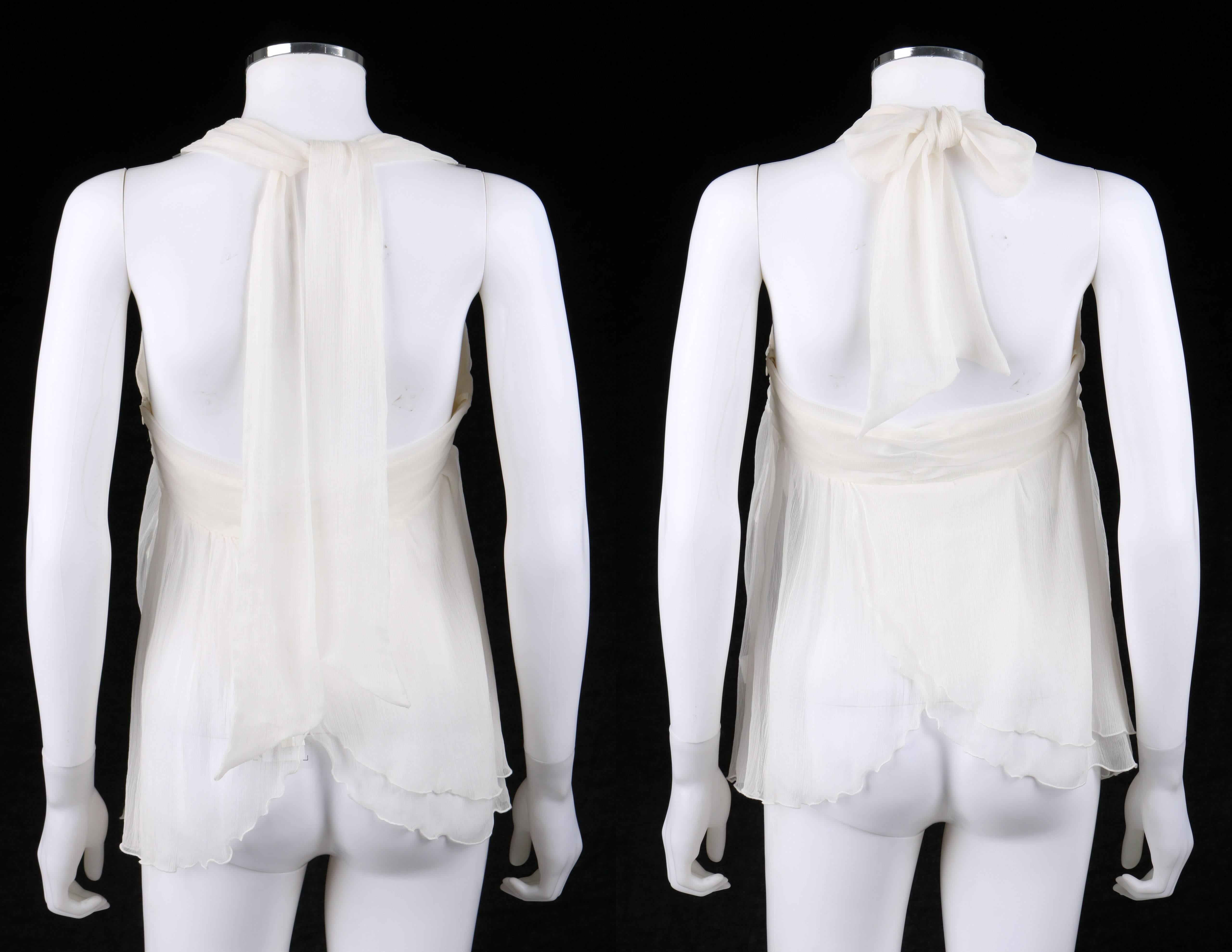 ALEXANDER McQUEEN - Haut dos nu en mousseline de soie blanche « The Hunger » printemps-été 1996, état neuf avec étiquettes Pour femmes en vente