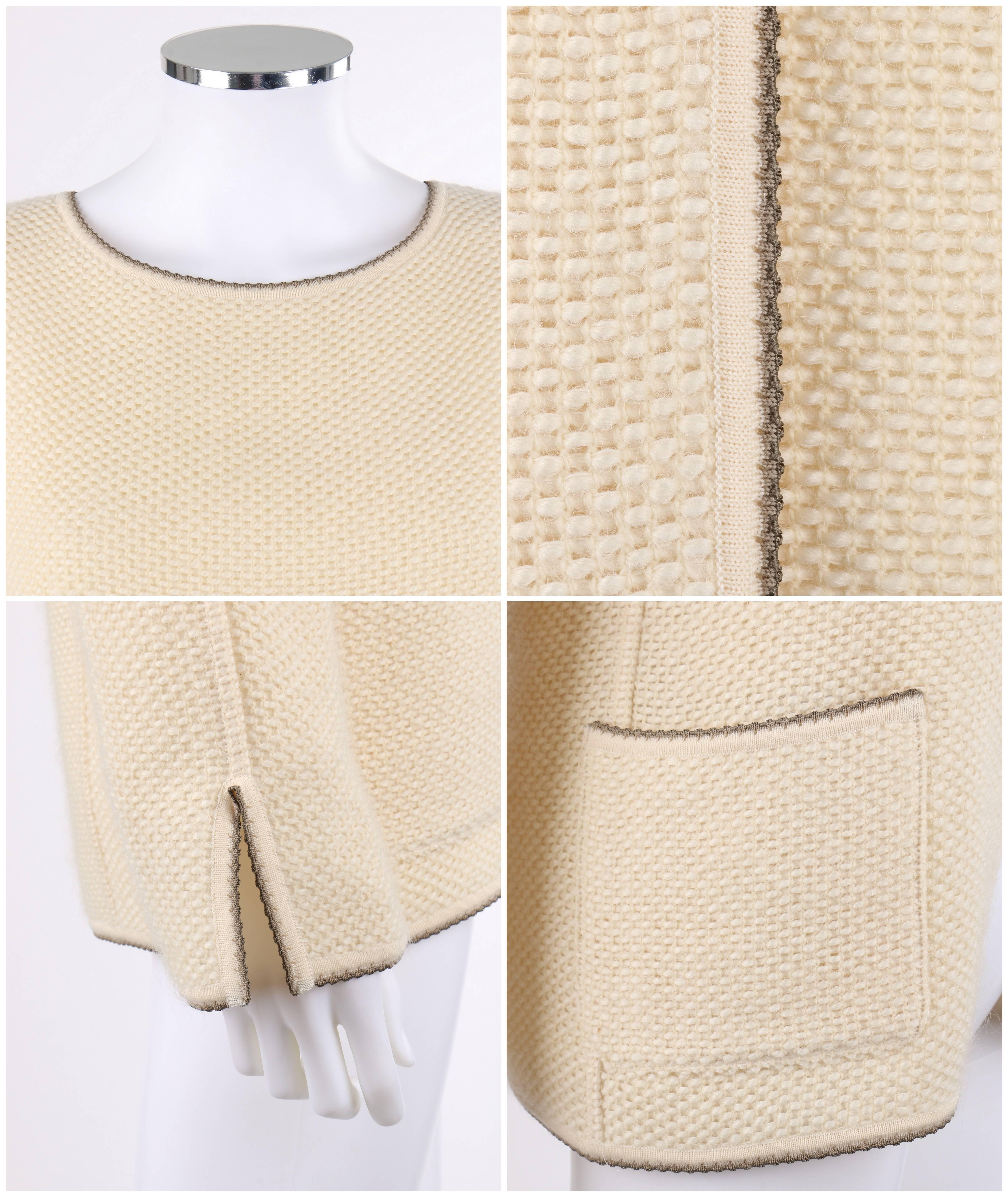 CHANEL Identification A/W 1999 Cream Cashmere Jacket Cardigan Shell Twinset In Excellent Condition In Thiensville, WI