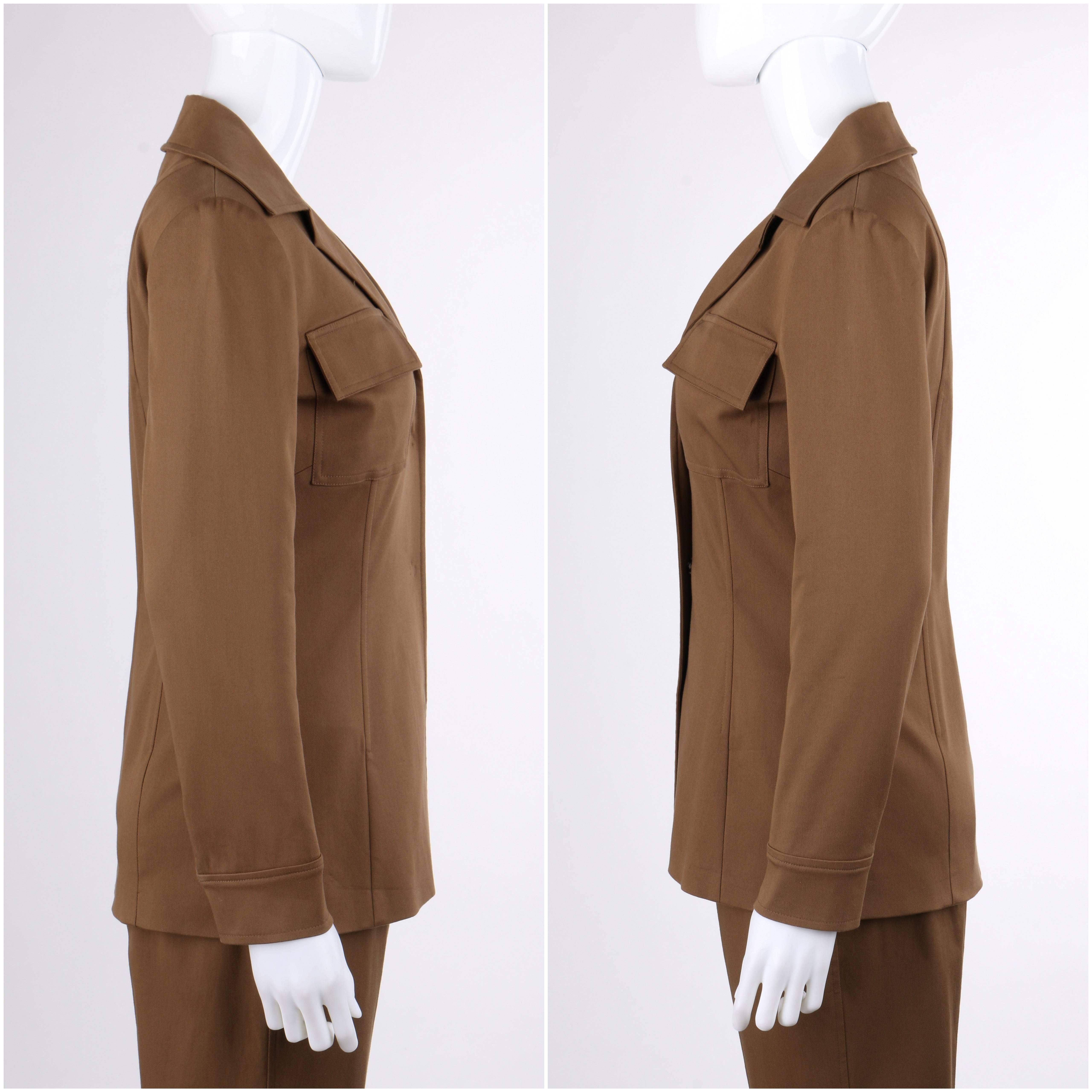 DOLCE & GABBANA Resort 2008 2 Piece Brown Cotton Blazer Cropped Pant Suit Set In Excellent Condition In Thiensville, WI