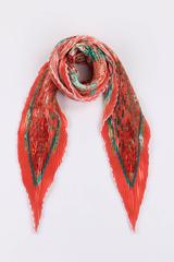 HERMES S/S 2001 Annie Faivre "Rencontre Oceane" Coral Reef Pleated Silk Scarf