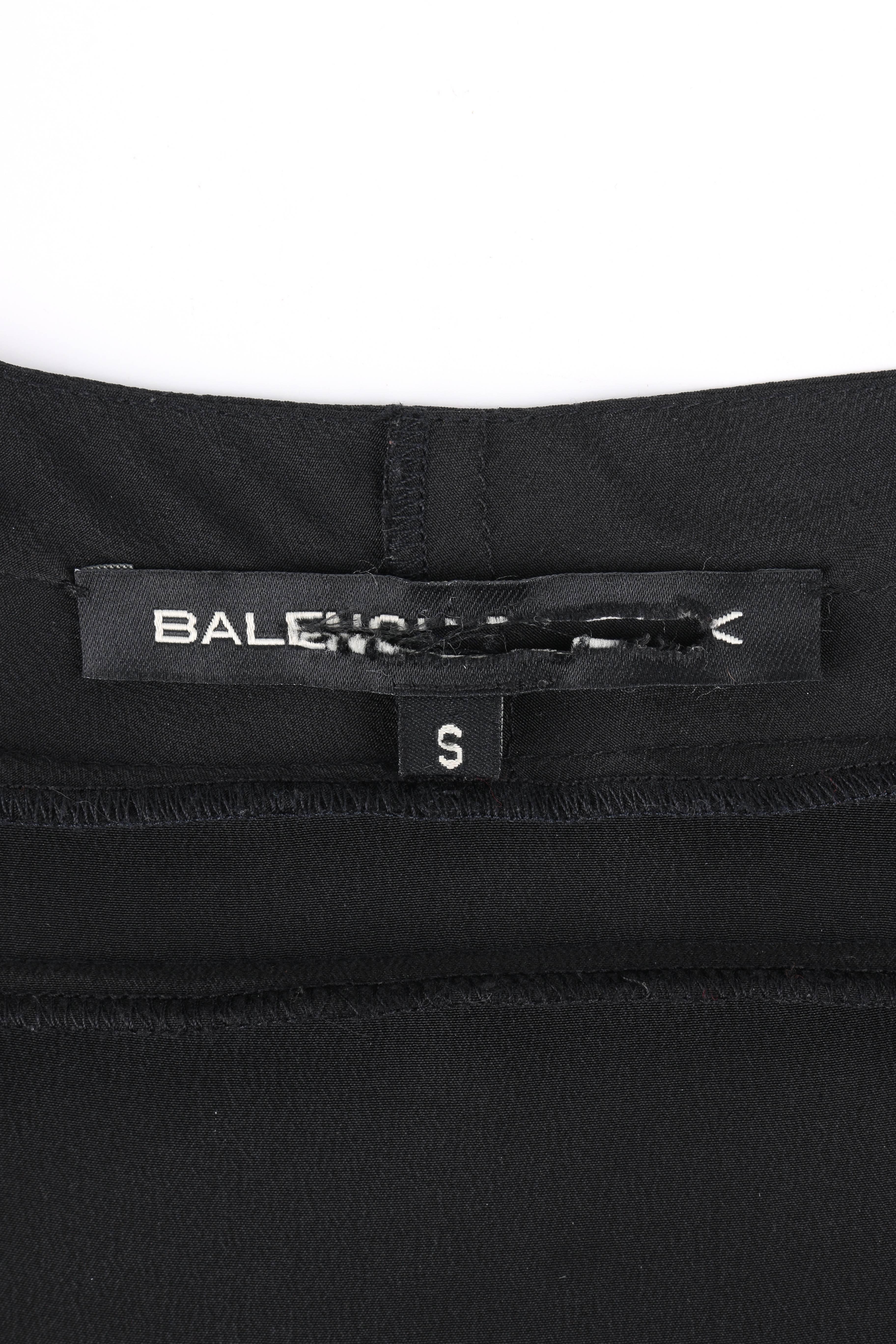 BALENCIAGA A/W 2009 Black Silk Asymmetrical Draped Button Front Blouse Top 5