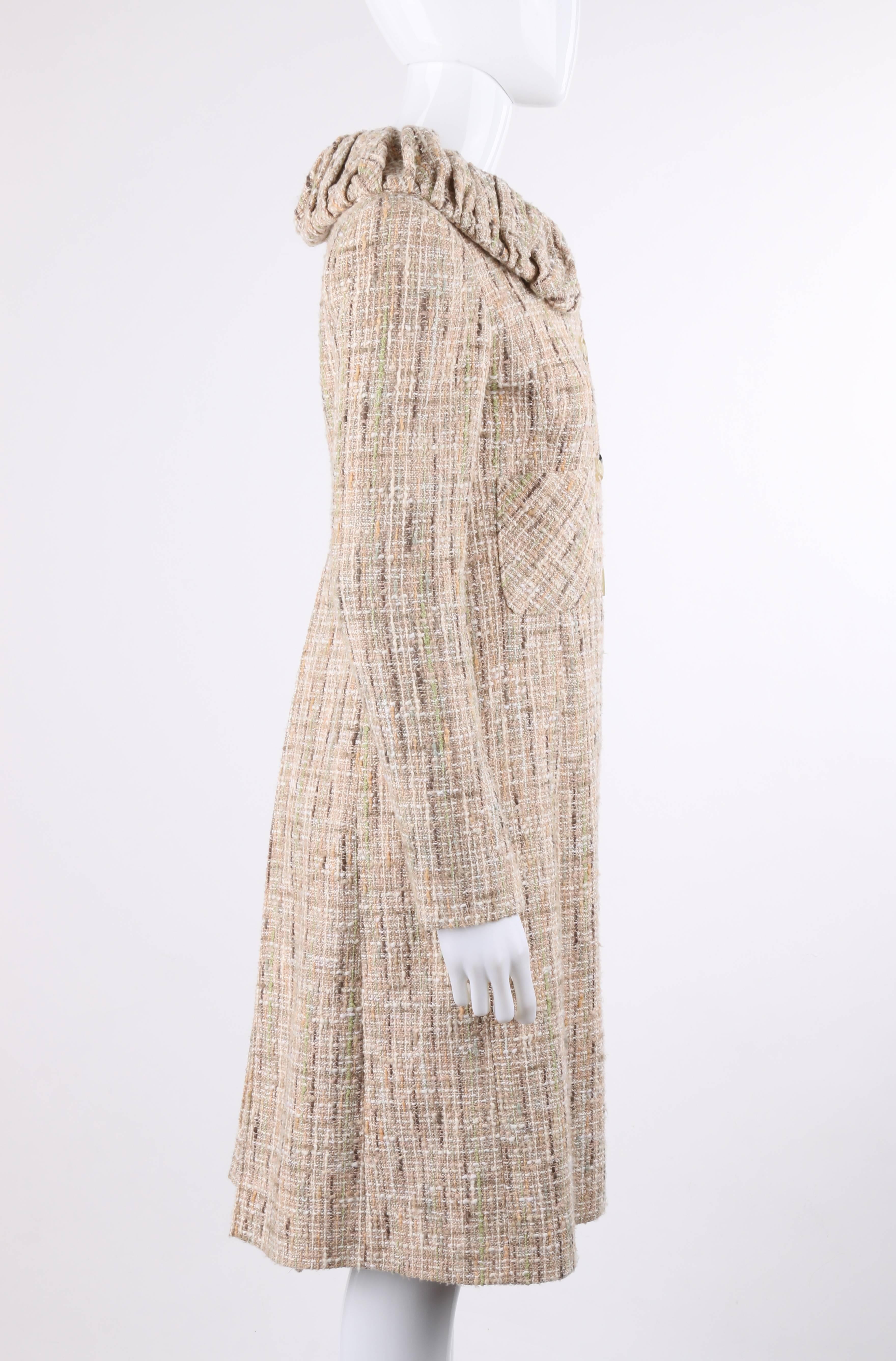 VALENTINO A/W 2008 Beige Multicolor Cotton Tweed Princess Coat In New Condition In Thiensville, WI