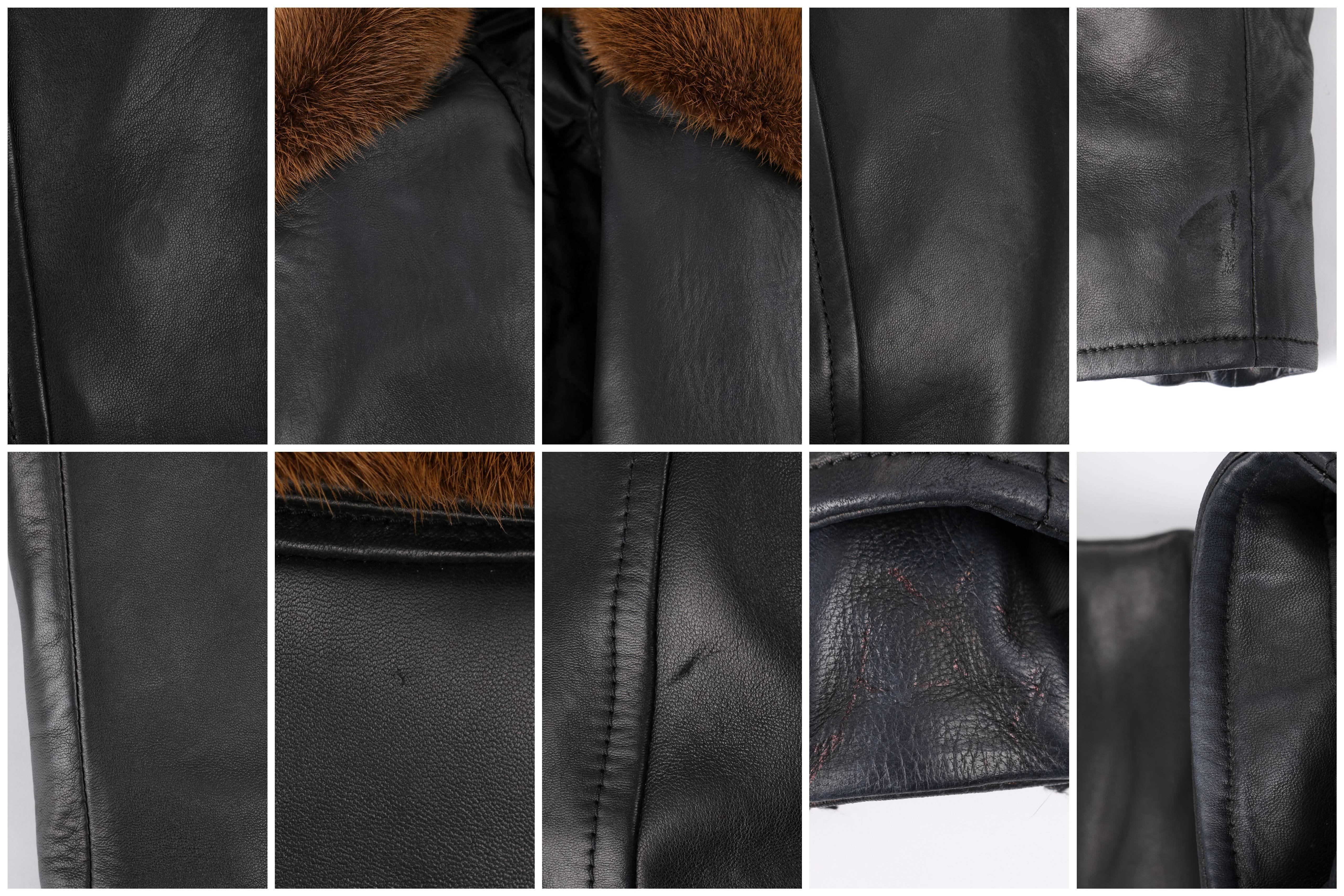 BURBERRY Prorsum - Veste de moto en cuir d'agneau et vison noir, pré-collection automne 2013 en vente 4
