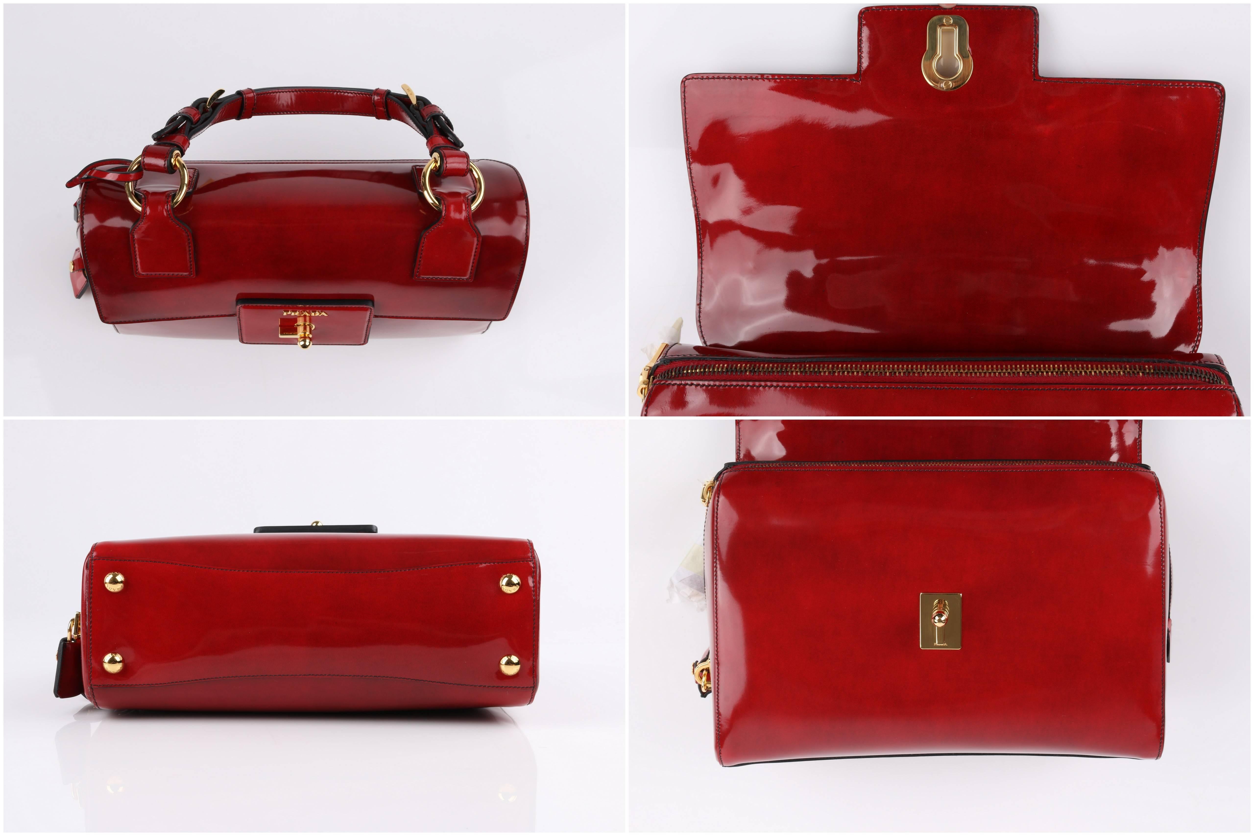 scarlet red leather satchel tote bag