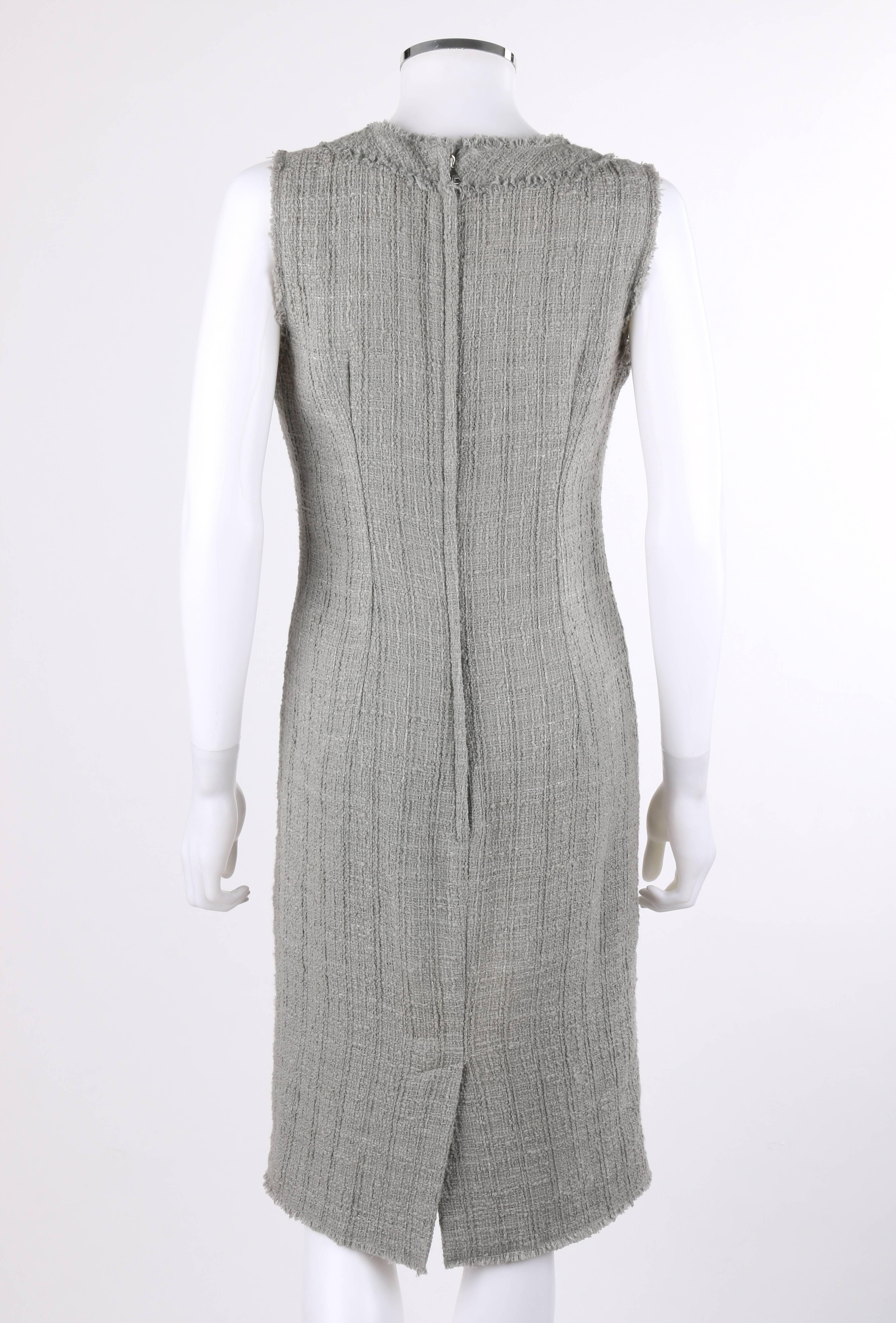 Women's DOLCE & GABBANA A/W 2008 Gray Boucle Tweed Sleeveless Shift Dress