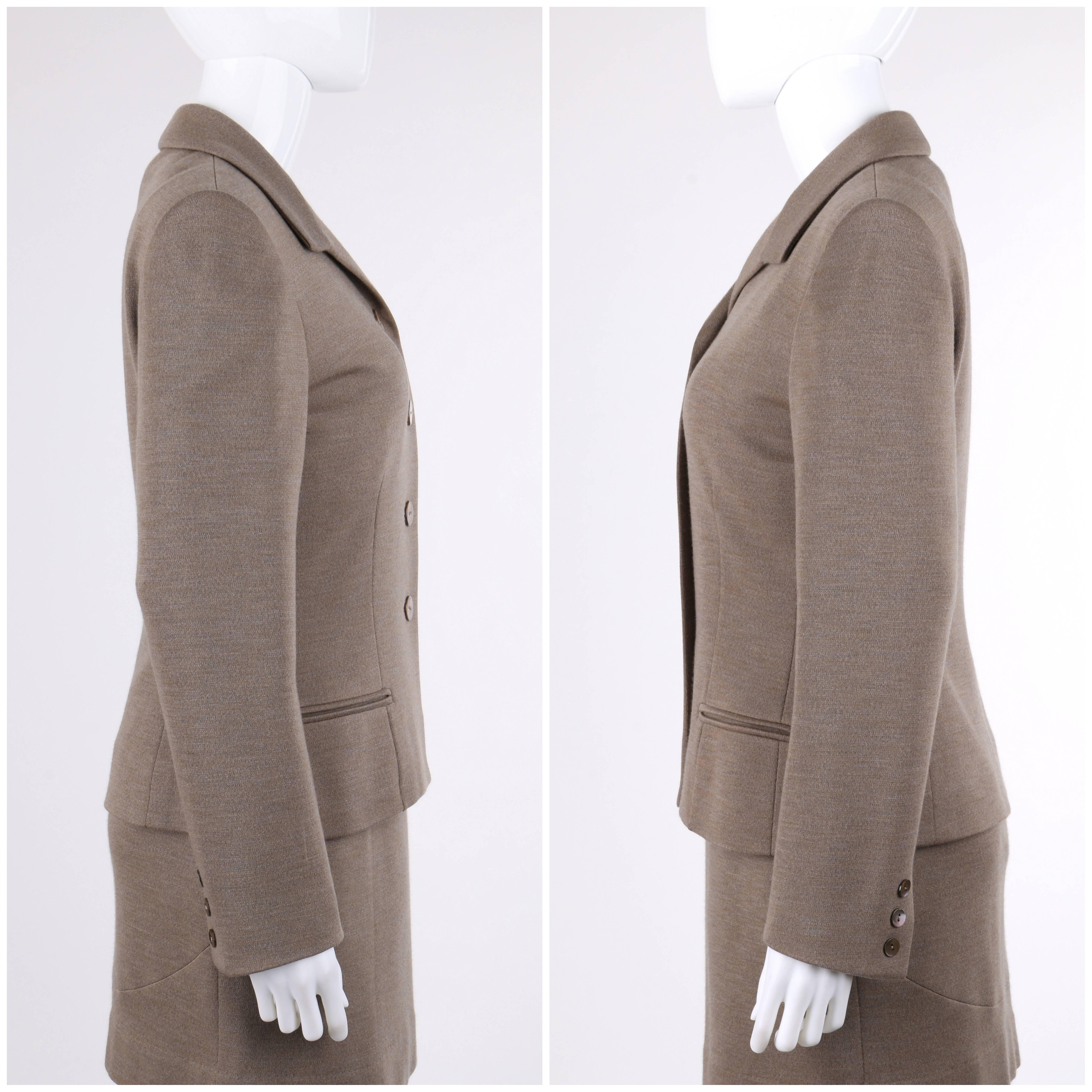 Brown GIVENCHY Couture A/W 1998 ALEXANDER McQUEEN 2 Piece Wool Blazer Dress Suit Set