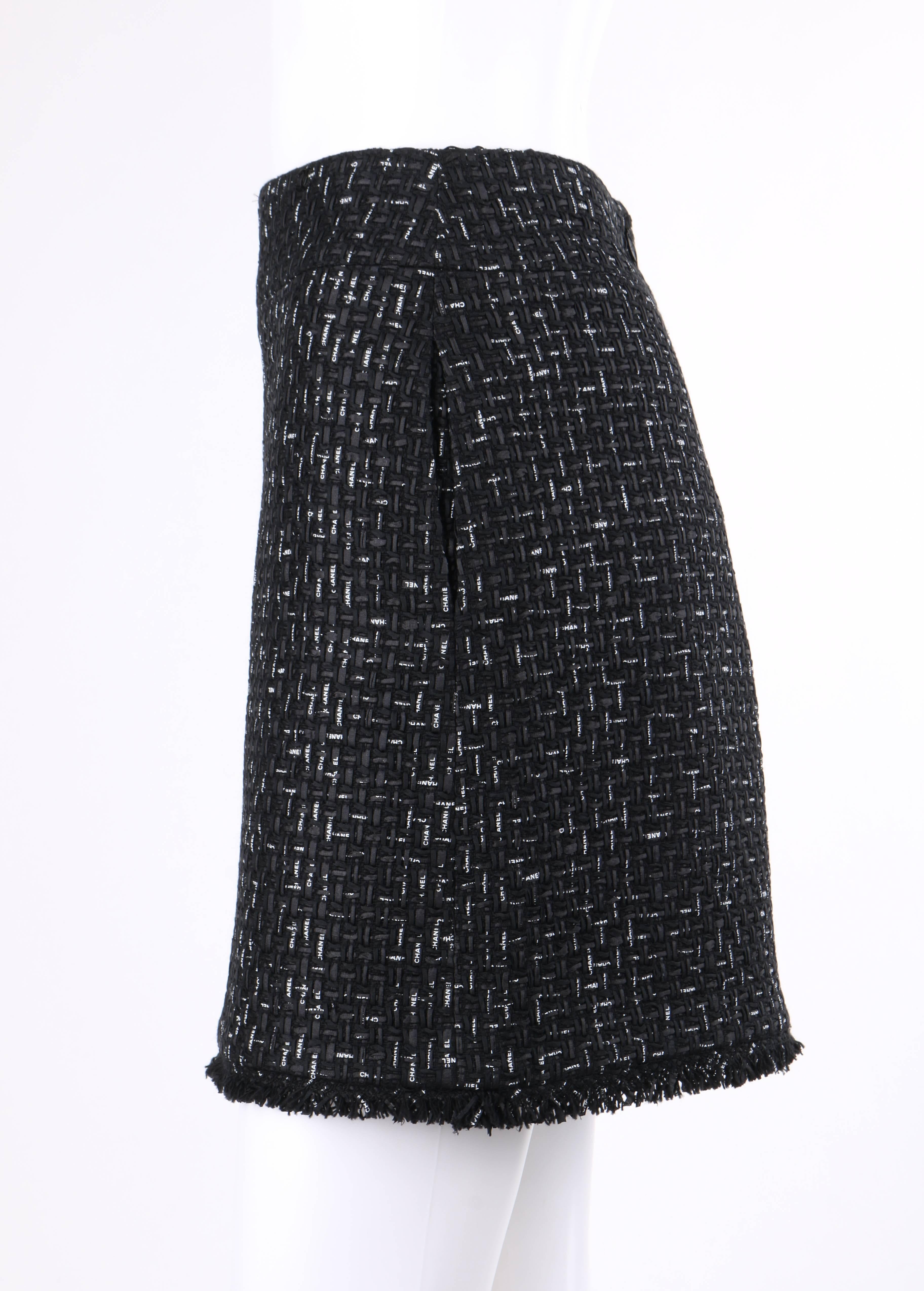 chanel skirt black and white