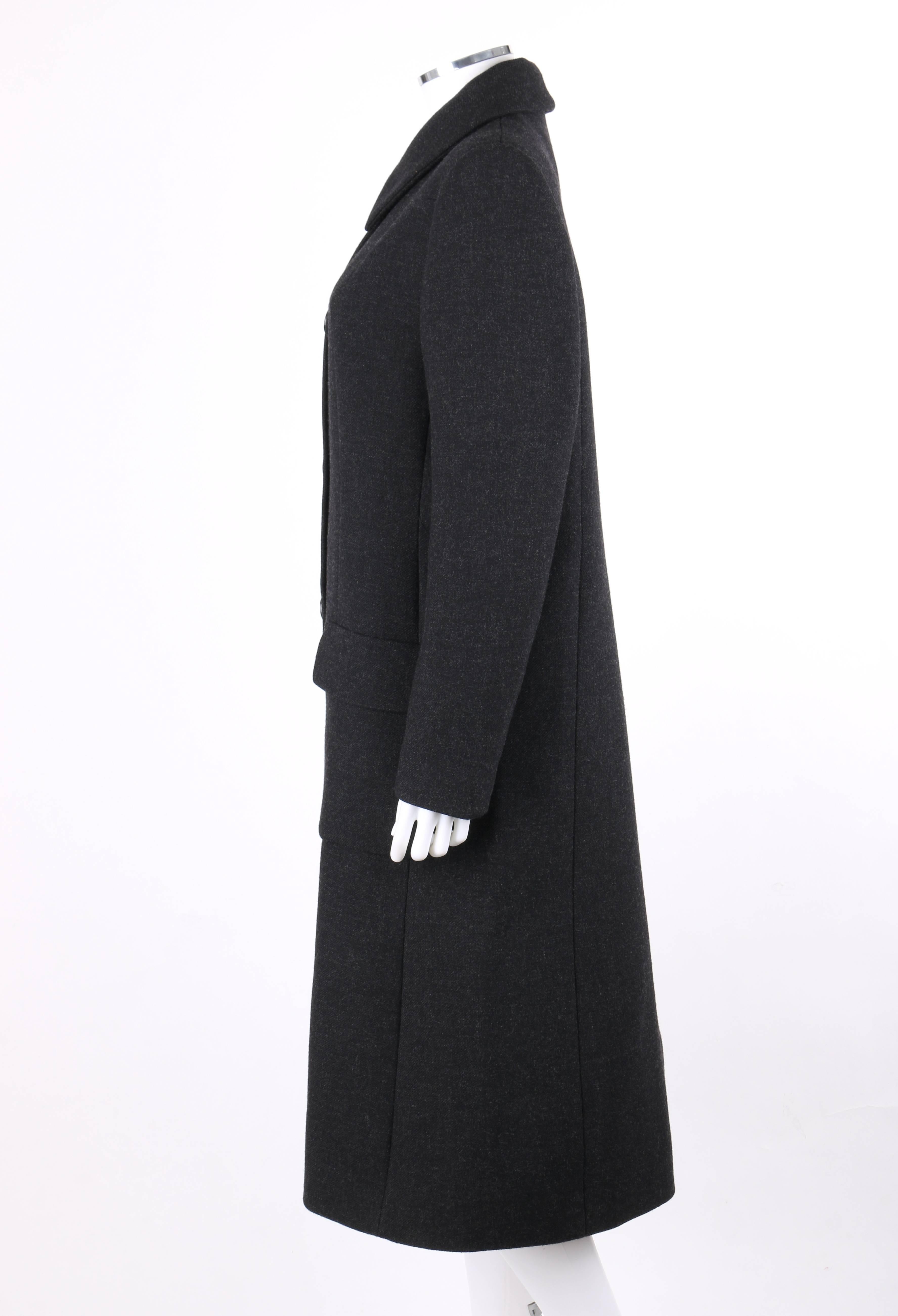 GIVENCHY Couture A/W 1998 ALEXANDER McQUEEN Charcoal Gray Wool Coat Overcoat In Good Condition For Sale In Thiensville, WI