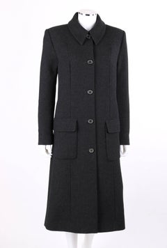 GIVENCHY Couture A/W 1998 ALEXANDER McQUEEN Charcoal Gray Wool Coat Overcoat
