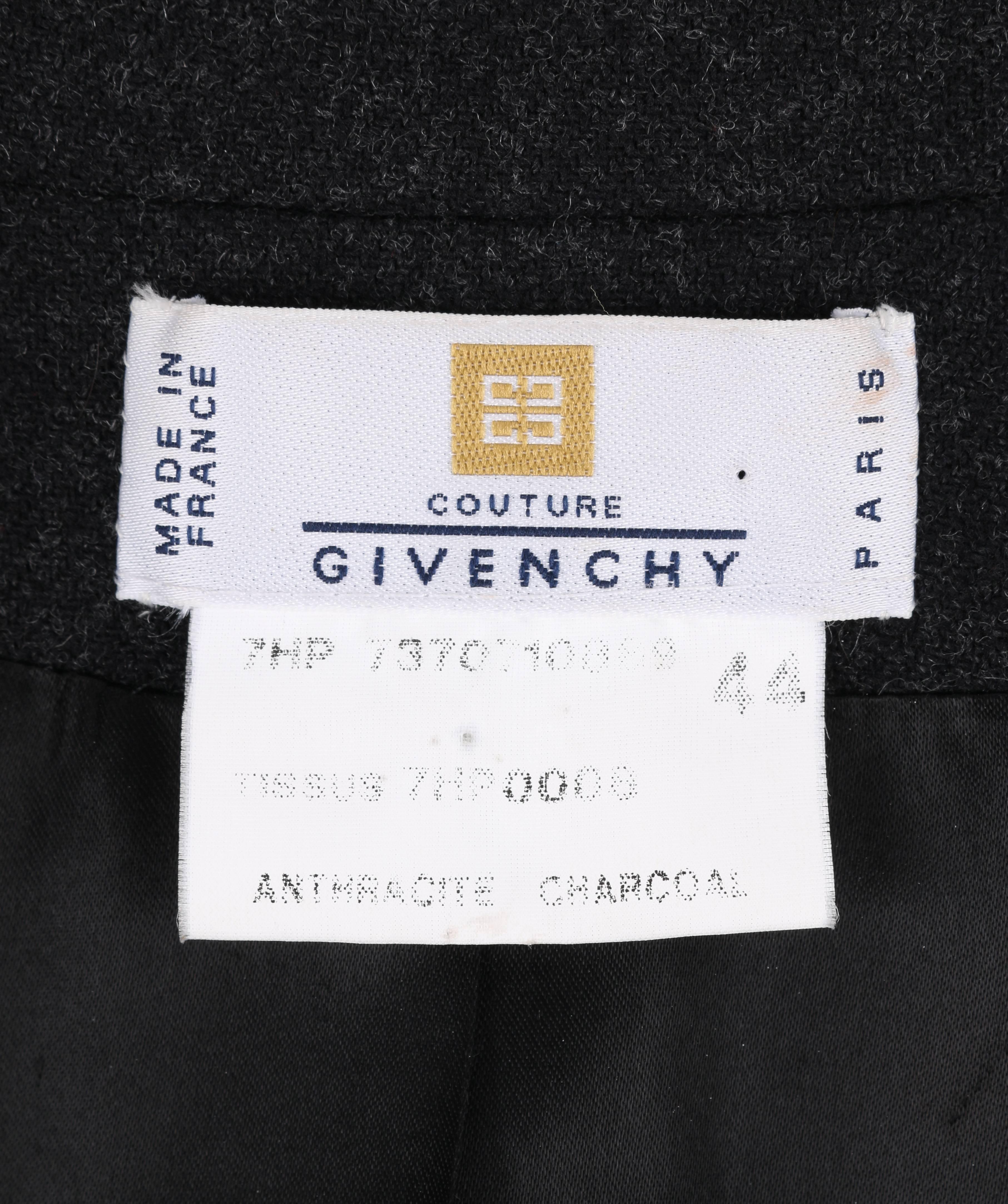 GIVENCHY Couture A/W 1998 ALEXANDER McQUEEN Charcoal Gray Wool Coat Overcoat For Sale 2