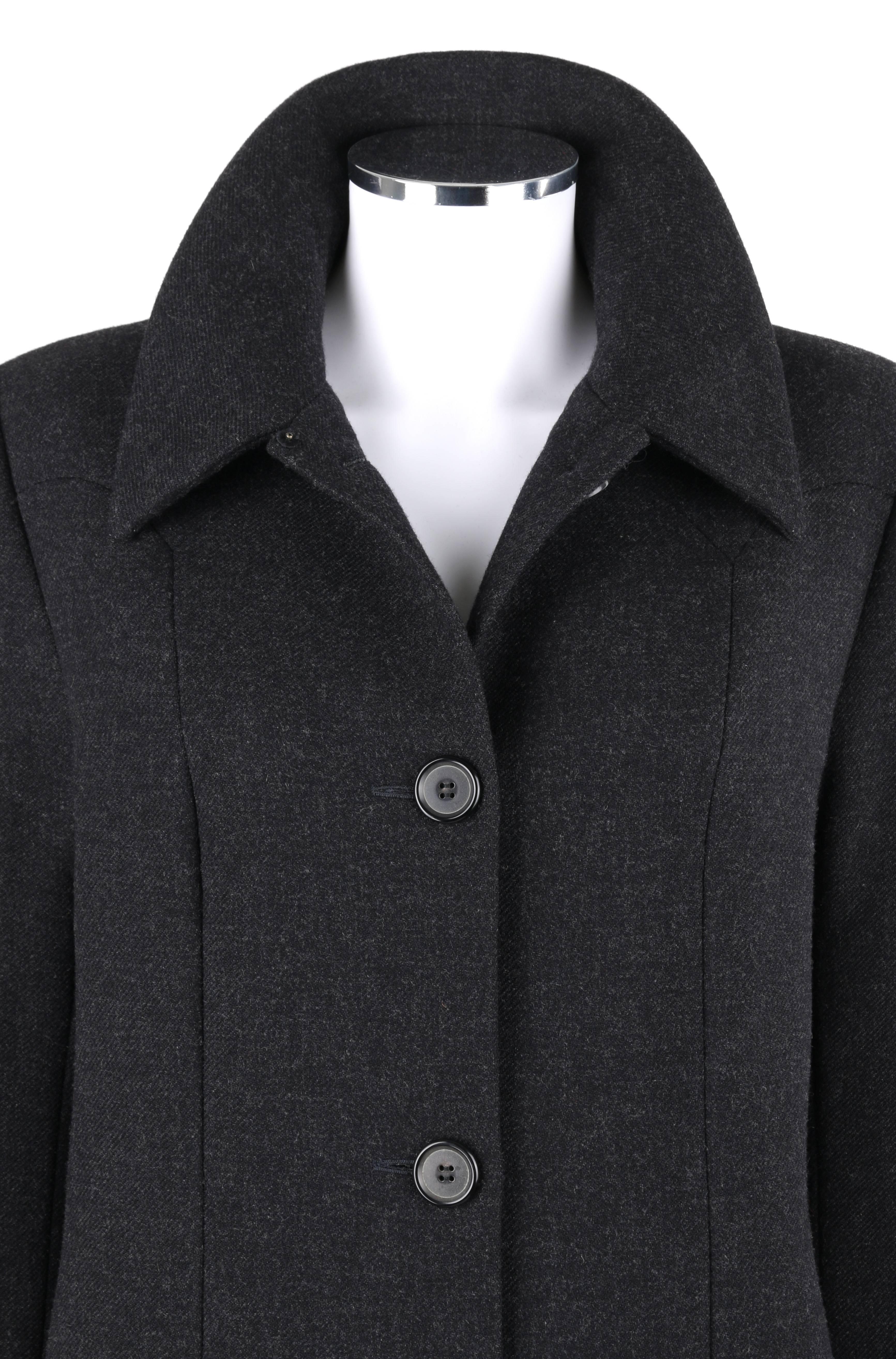 Women's GIVENCHY Couture A/W 1998 ALEXANDER McQUEEN Charcoal Gray Wool Coat Overcoat For Sale