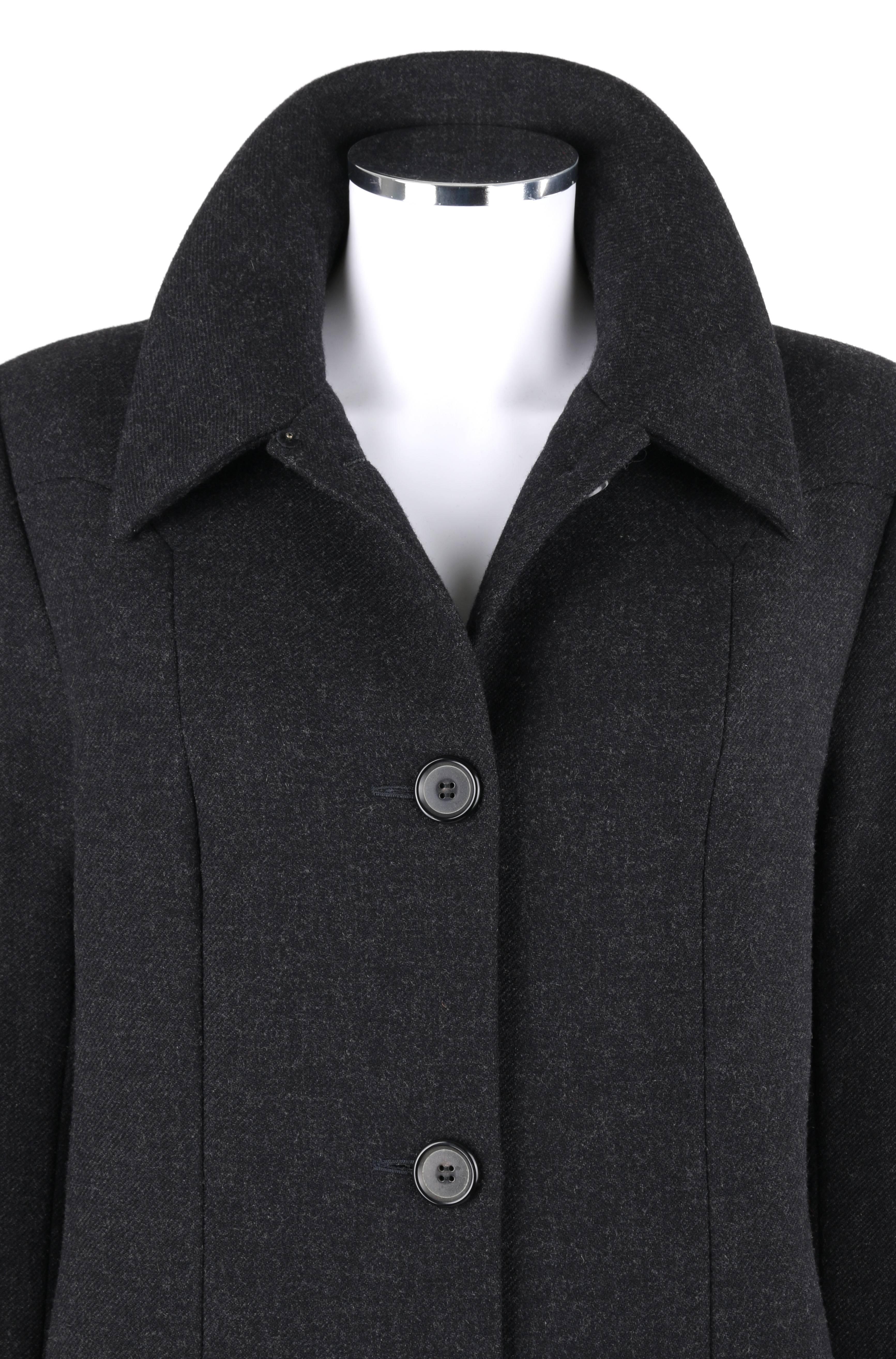 GIVENCHY Couture A/I 1998 ALEXANDER McQueen Cappotto in lana grigio antracite Soprabito in vendita 1