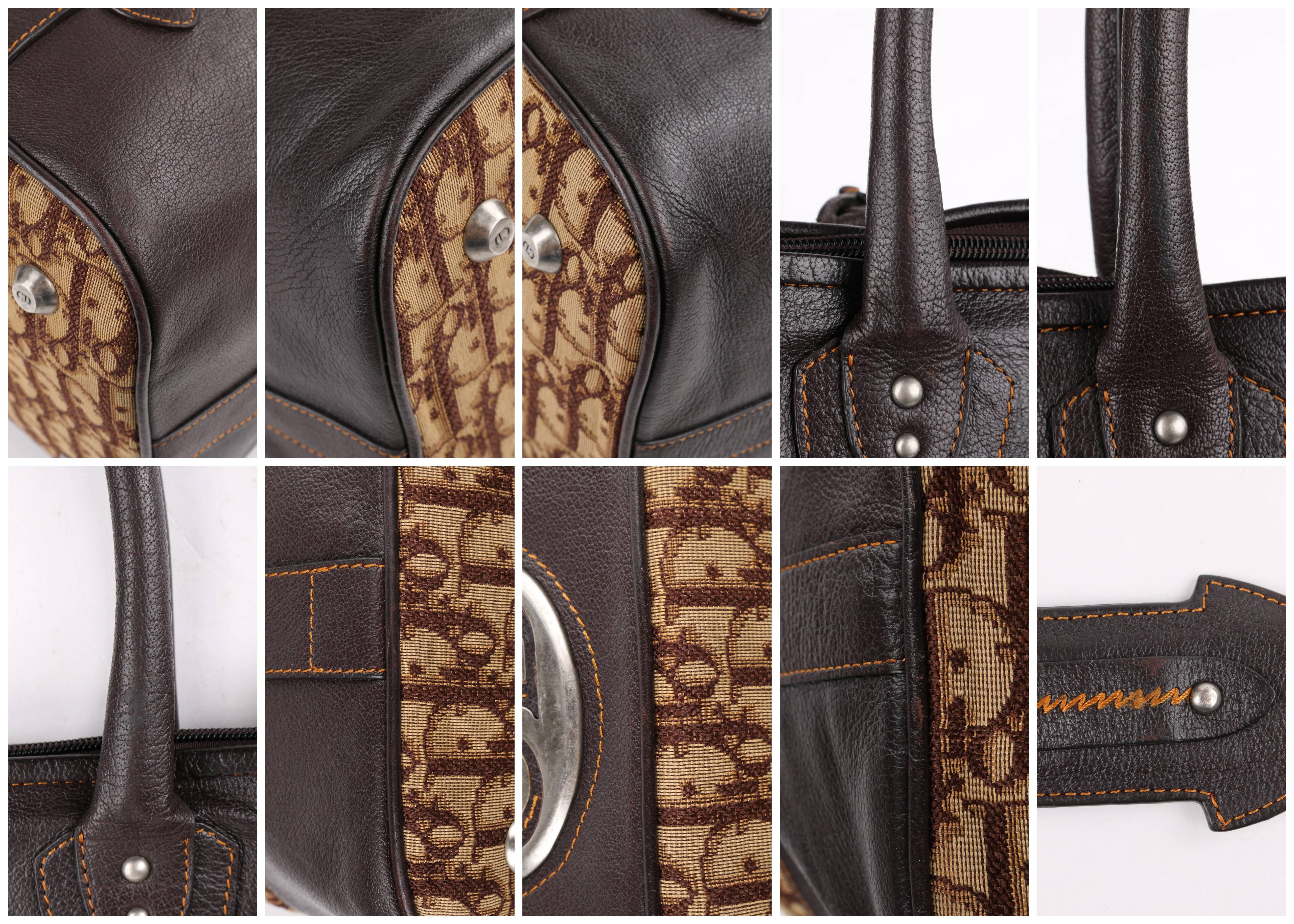 CHRISTIAN DIOR Brown Monogram Canvas & Leather Weekender Travel Bag Luggage Tote 1