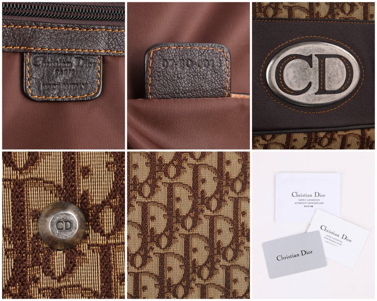 CHRISTIAN DIOR Brown Monogram Canvas and Leather Weekender Travel Bag
