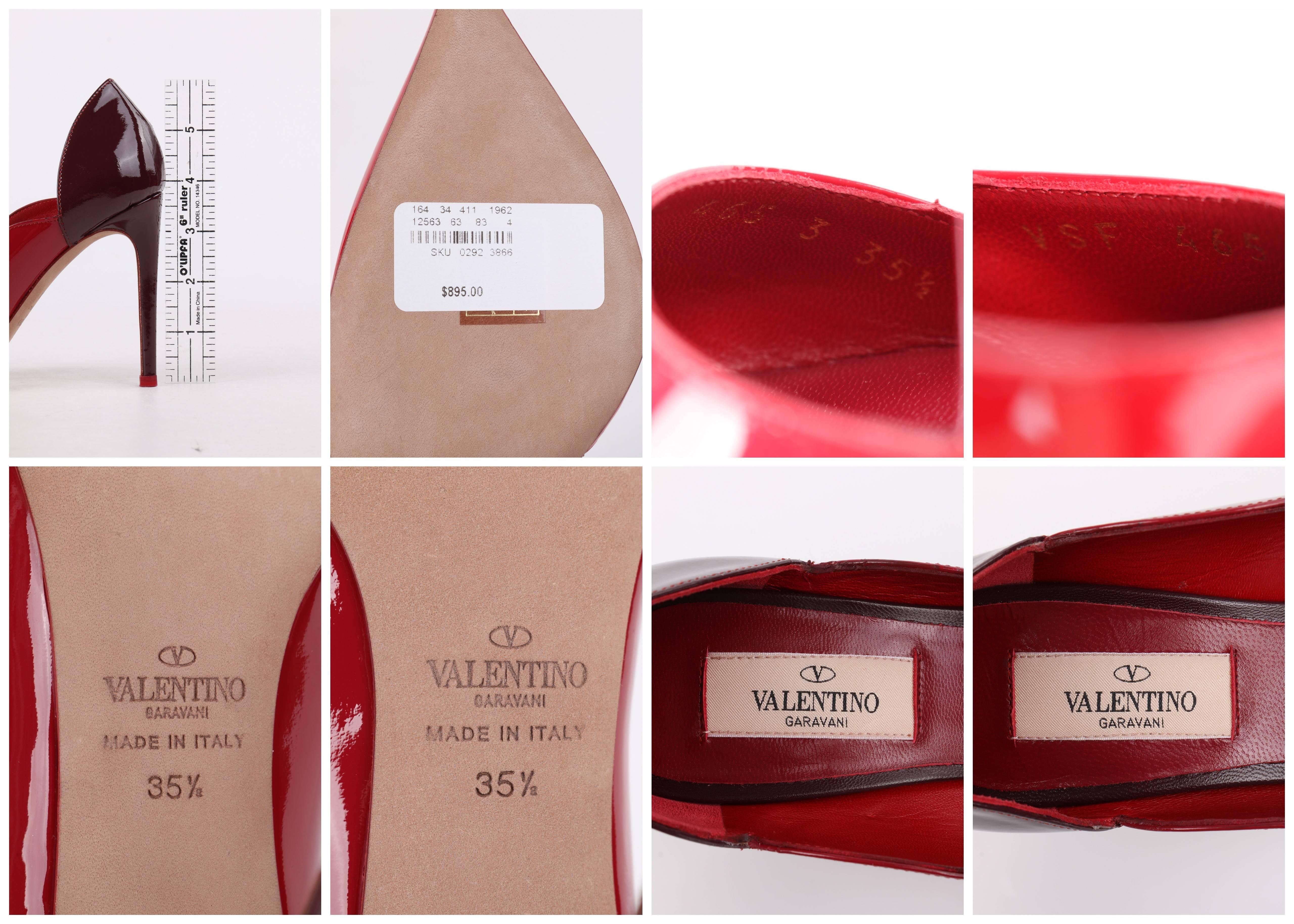 VALENTINO Garavani A/W 2013 Red Tri-color Patent Leather Scalloped Pumps 35 1/2 4