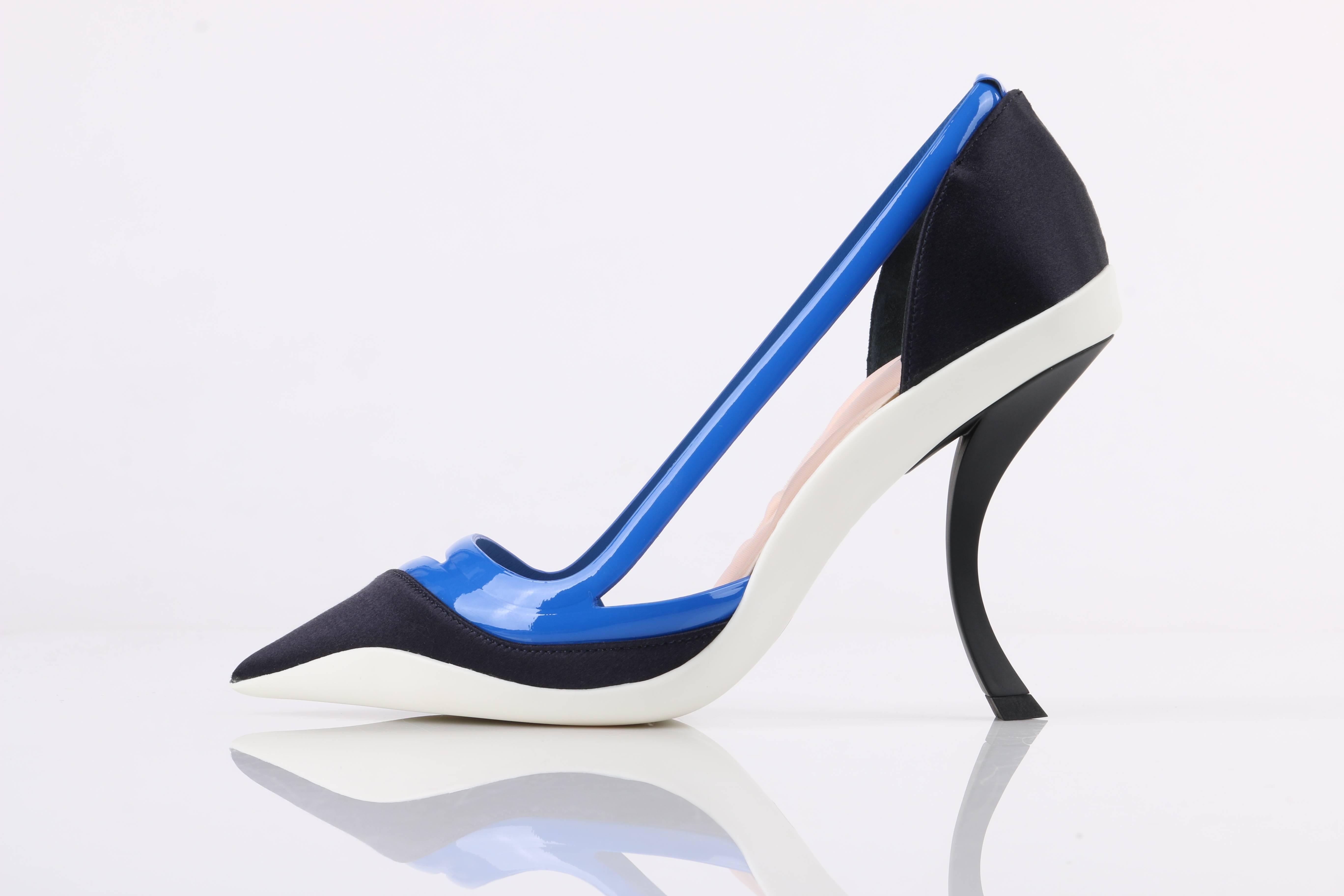 blue and white pumps