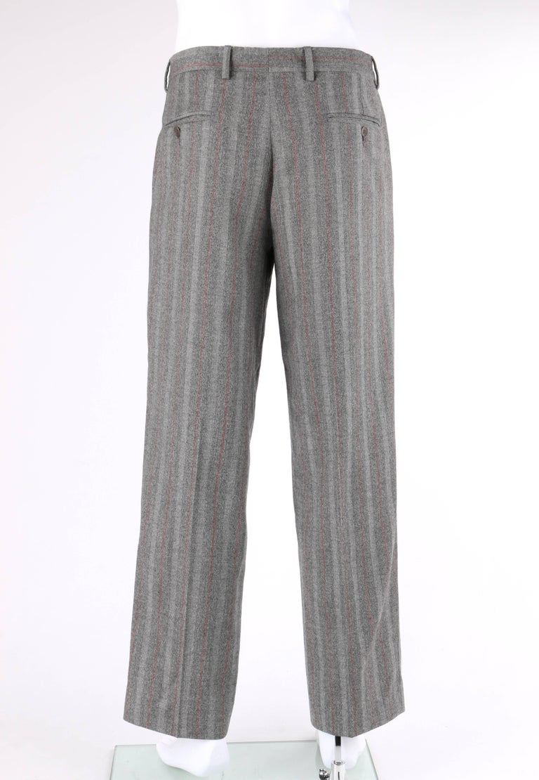 ALEXANDER McQUEEN c.2001 2 Pc Gray and Red Pinstripe Wool Jacket Pant ...