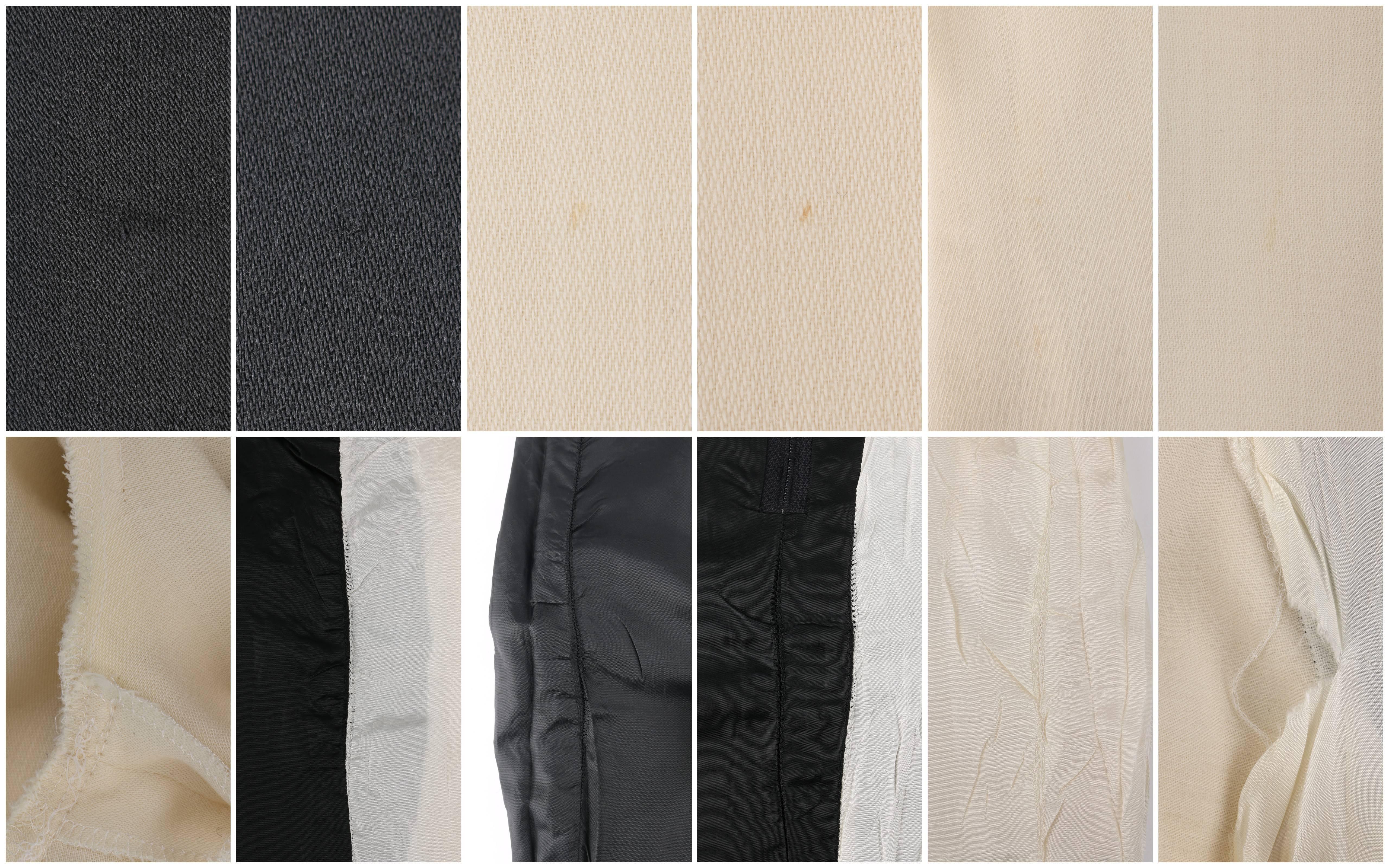 PIERRE CARDIN Robe droite à manches longues en laine noire et ivoire à empiècements de couleurs, années 1980 en vente 4