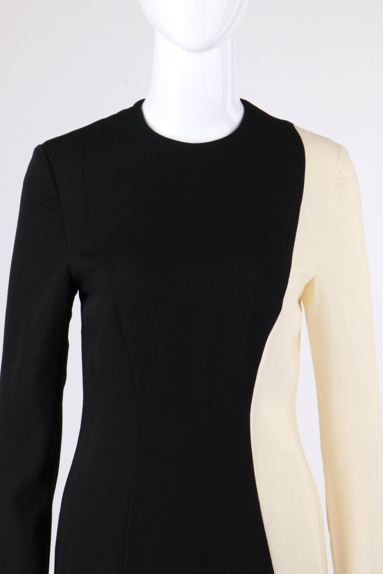 PIERRE CARDIN c.1980's Black and Ivory Color-Block Wool Long Sleeve ...