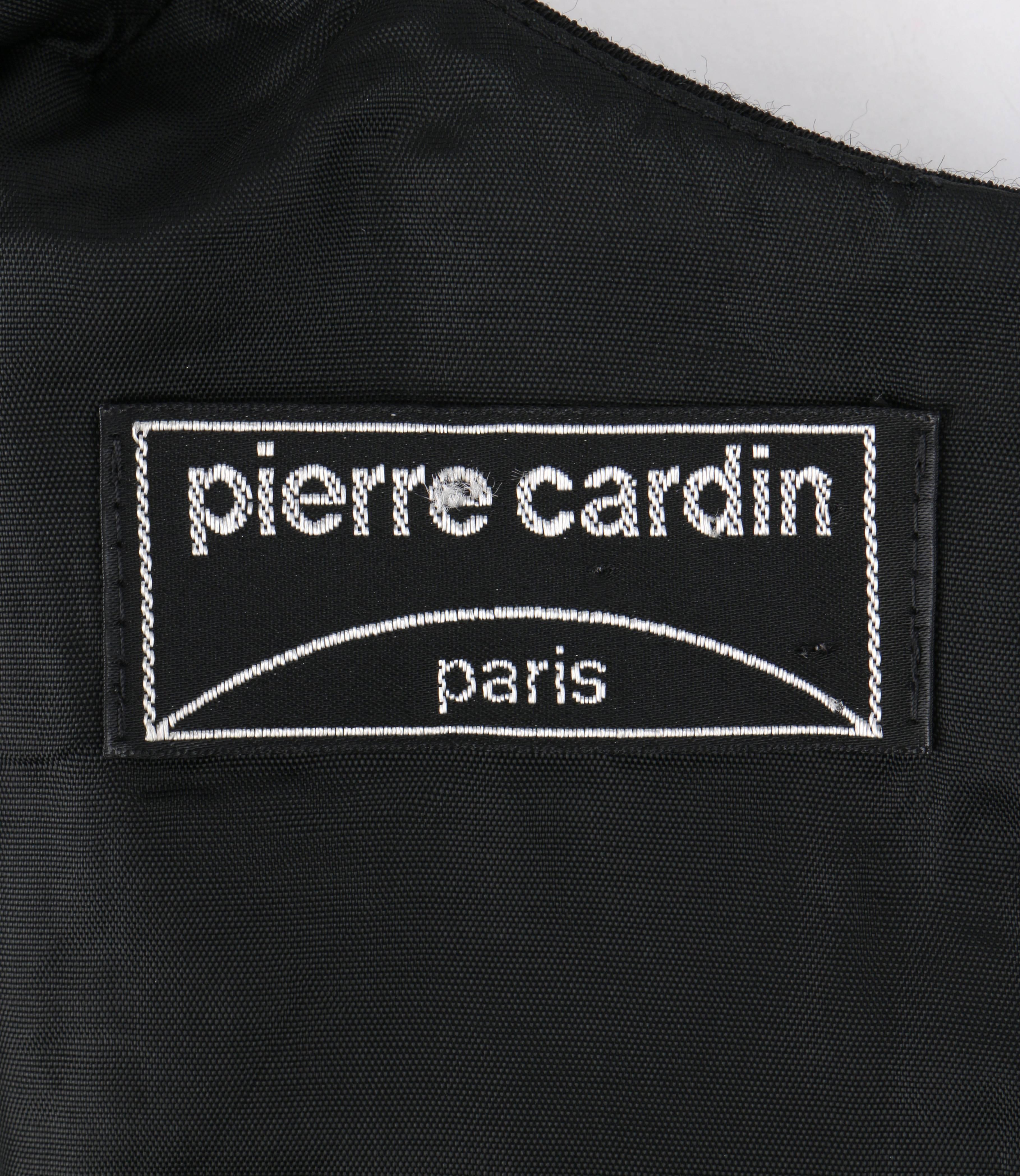 PIERRE CARDIN c.1980's Black & Ivory Color-Block Wool Long Sleeve Shift Dress For Sale 2