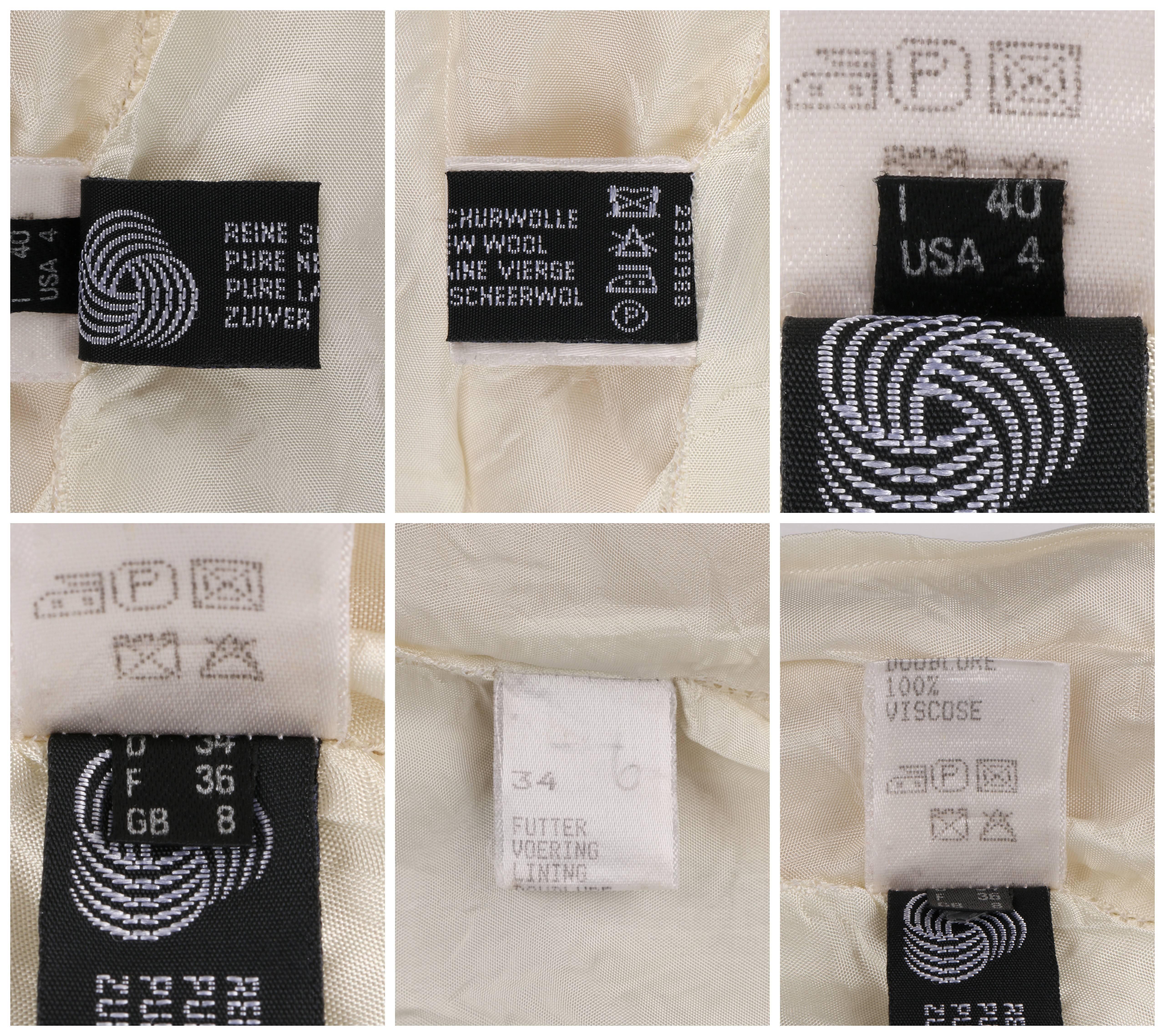 PIERRE CARDIN Robe droite à manches longues en laine noire et ivoire à empiècements de couleurs, années 1980 en vente 3