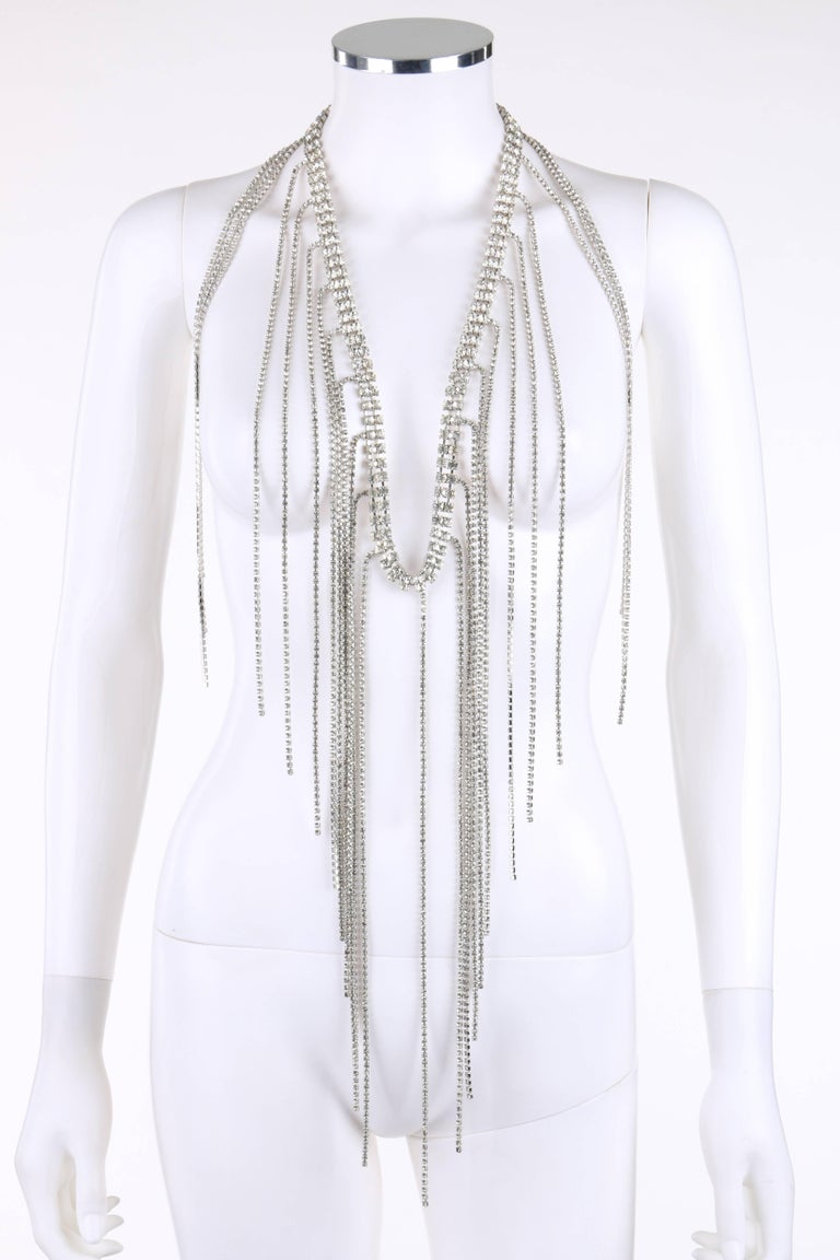 Vintage Silver Rhinestone Flapper Style Fringe Evening Belt at 1stDibs