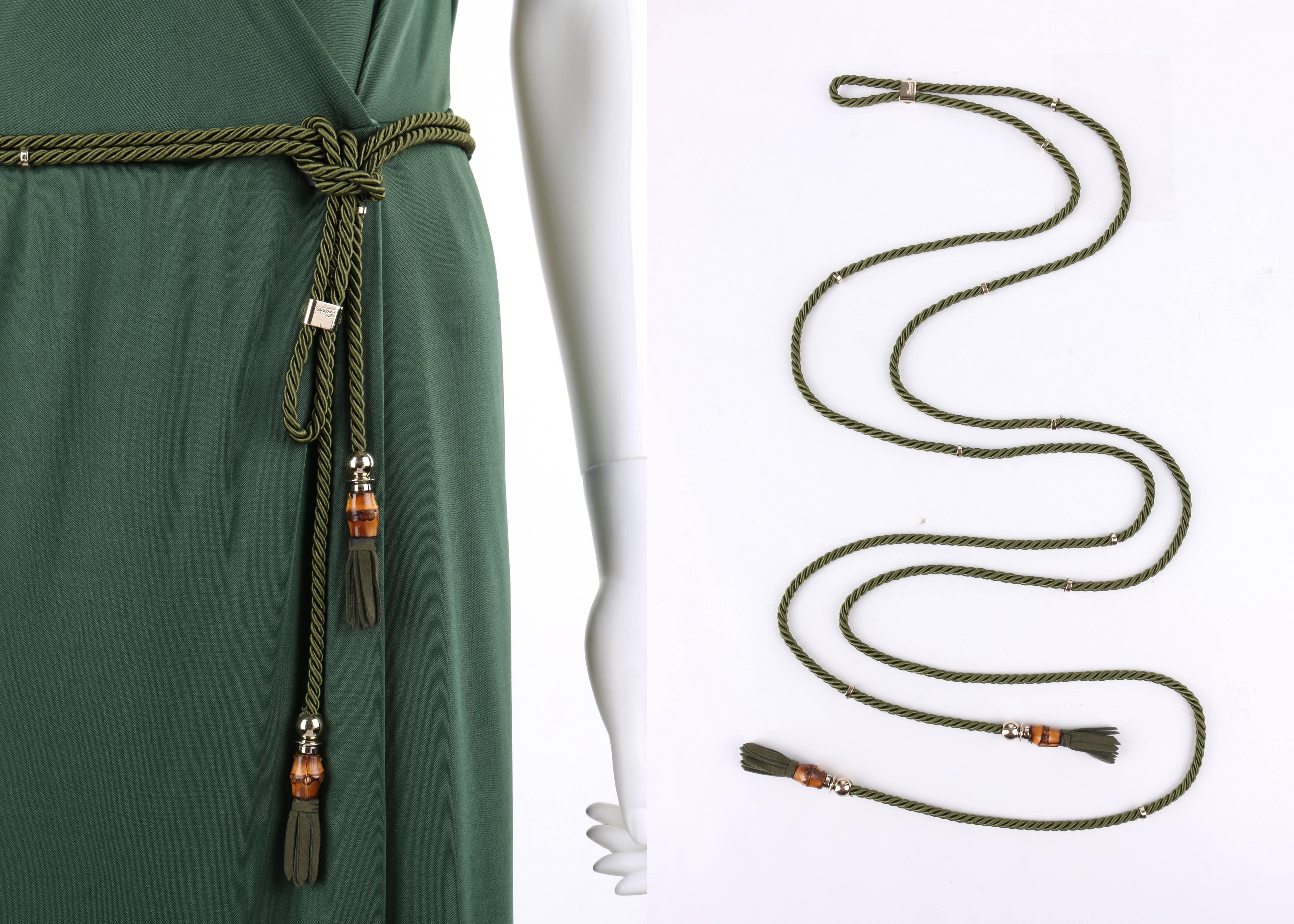 GUCCI Resort 2007 Forest Green Jersey Knit Wrap Cocktail Dress + Rope Belt NWT In New Condition In Thiensville, WI
